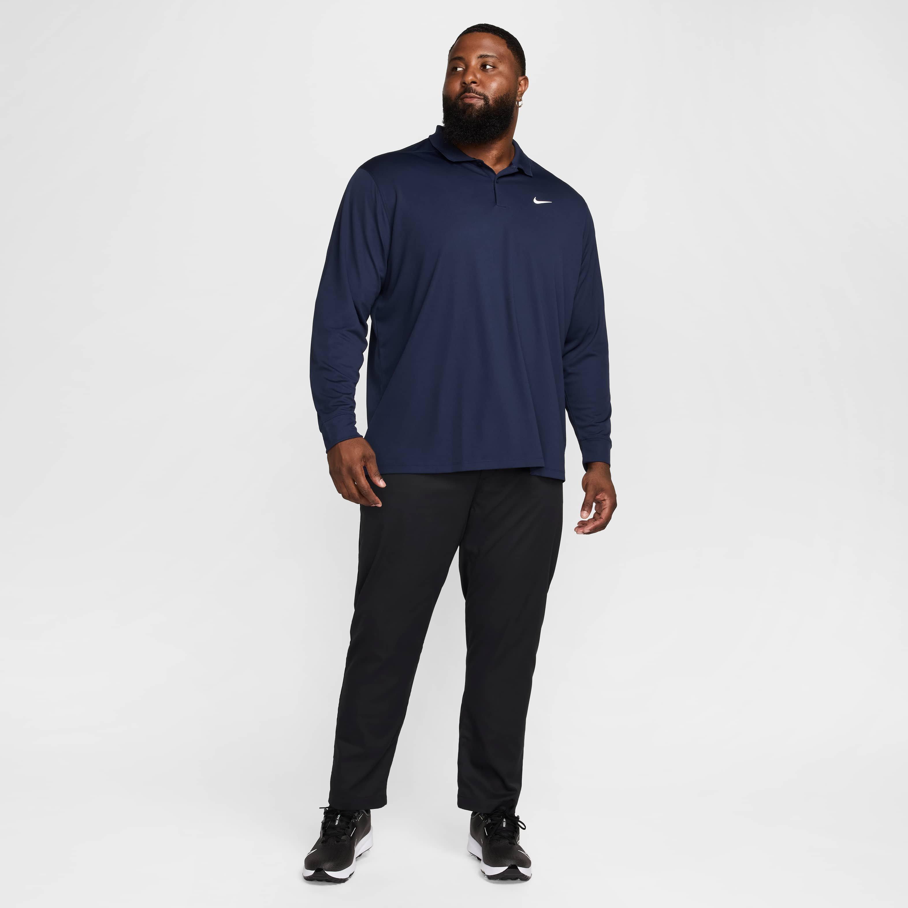 Nike Men's Dri-FIT Victory Solid Long-Sleeve Golf Polo - BLUE Thumbnail View 8