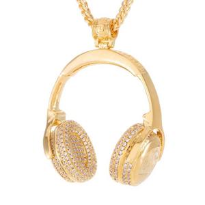King Ice Headphones Necklace - Gold - GOLD