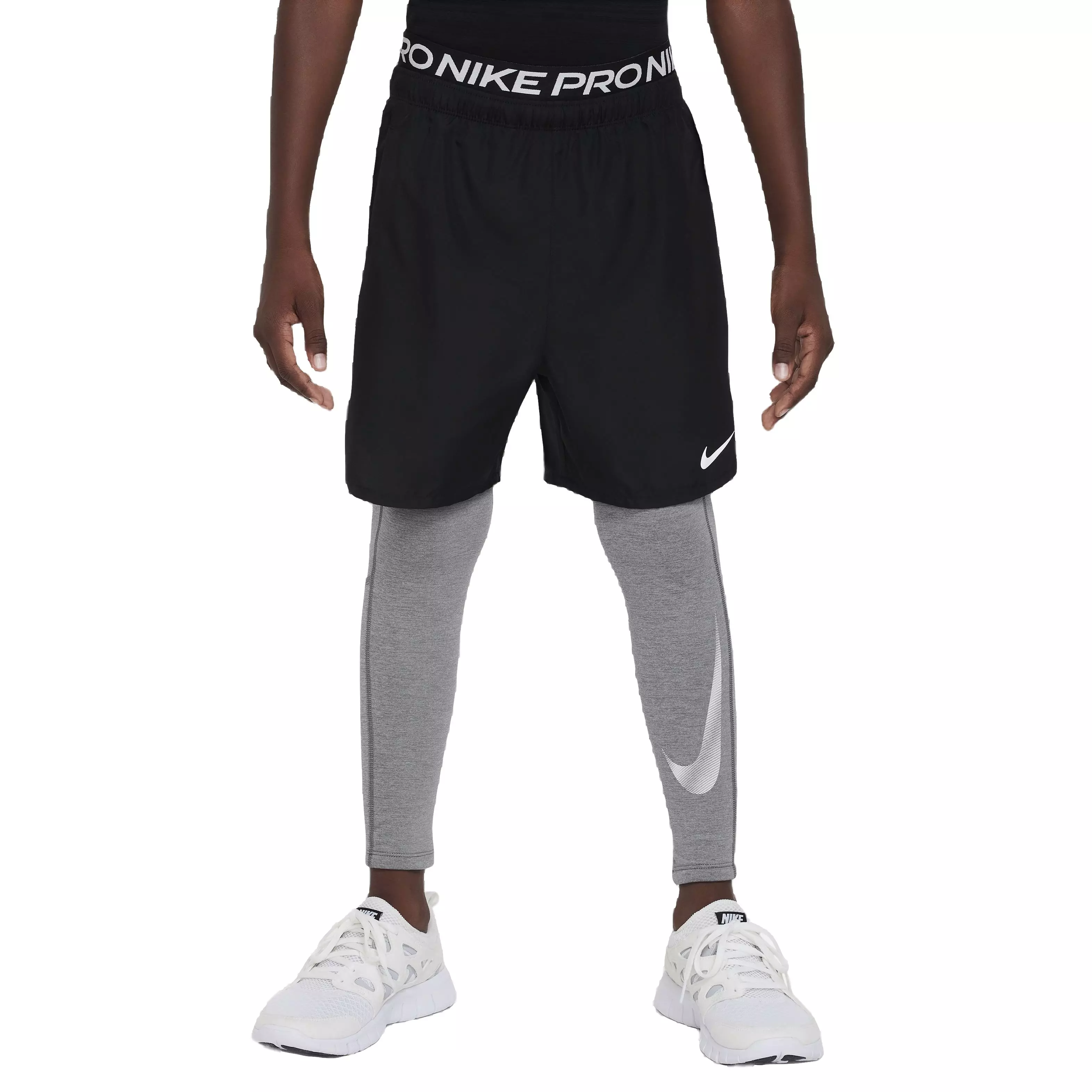 Nike Big Boys' Pro Warm Dri-FIT Leggings -Grey - GREY