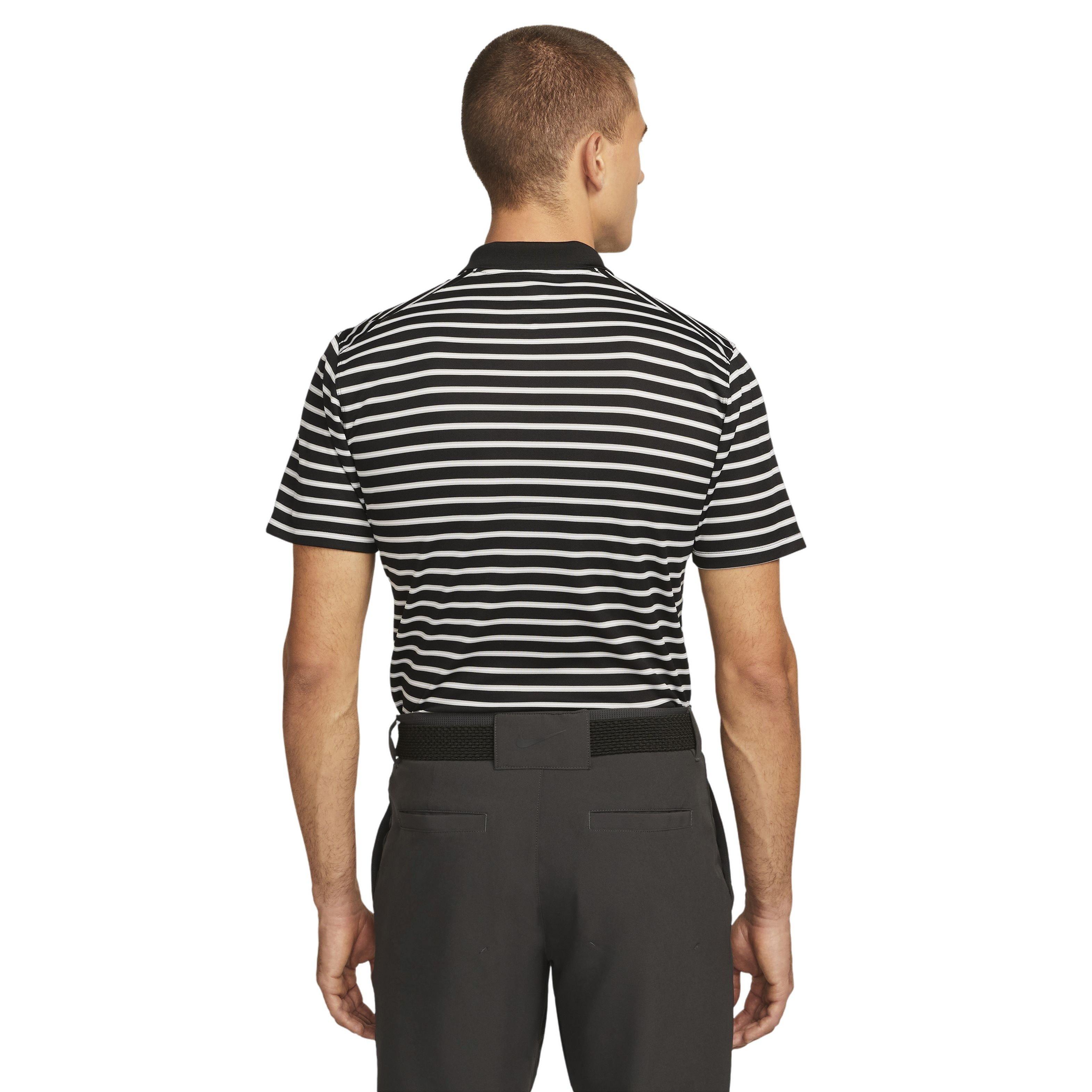 Nike Men's Dri-FIT Victory Striped Golf Polo -Black/White - BLACK/WHITE Thumbnail View 2