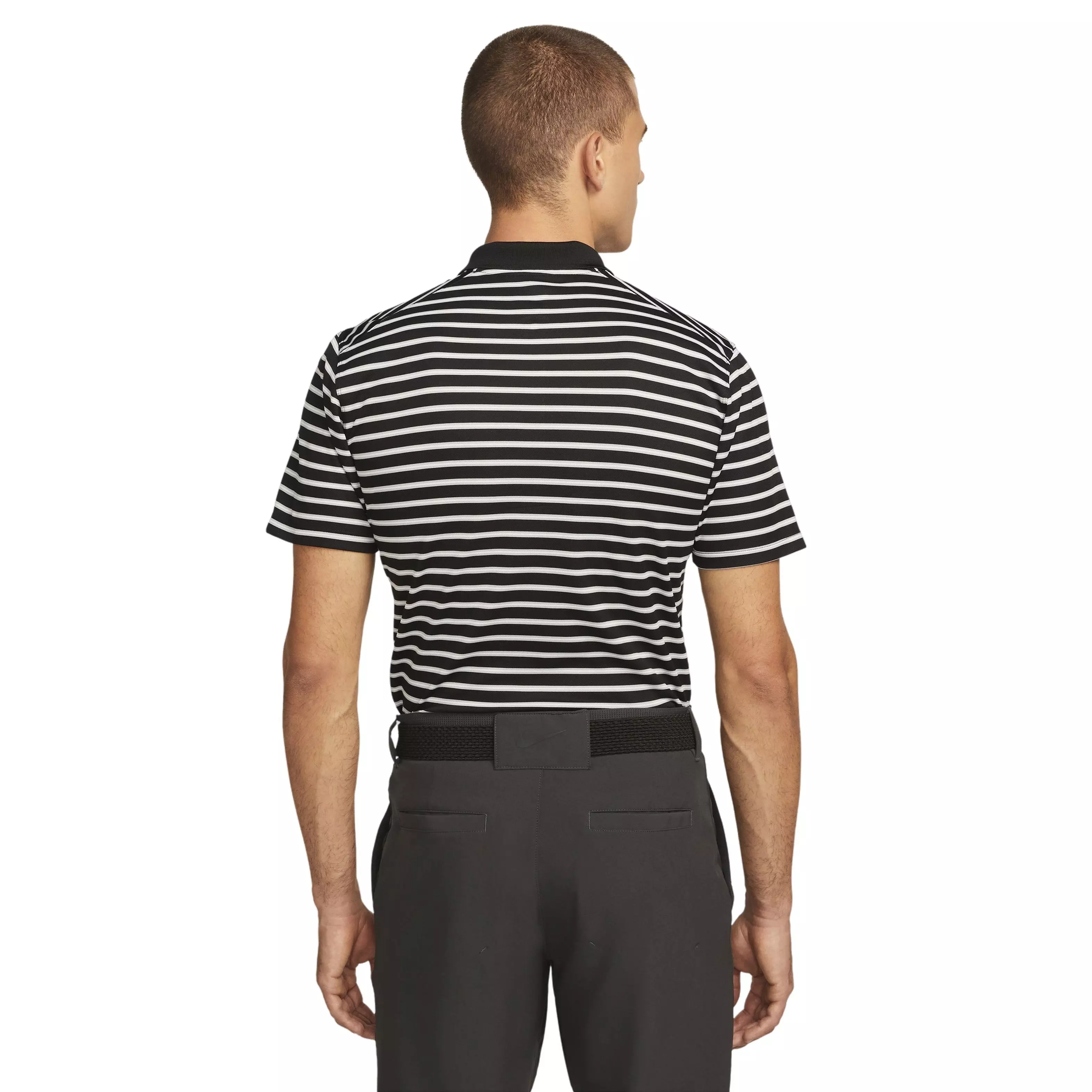 Nike Men's Dri-FIT Victory Striped Golf Polo -Black/White - BLACK/WHITE