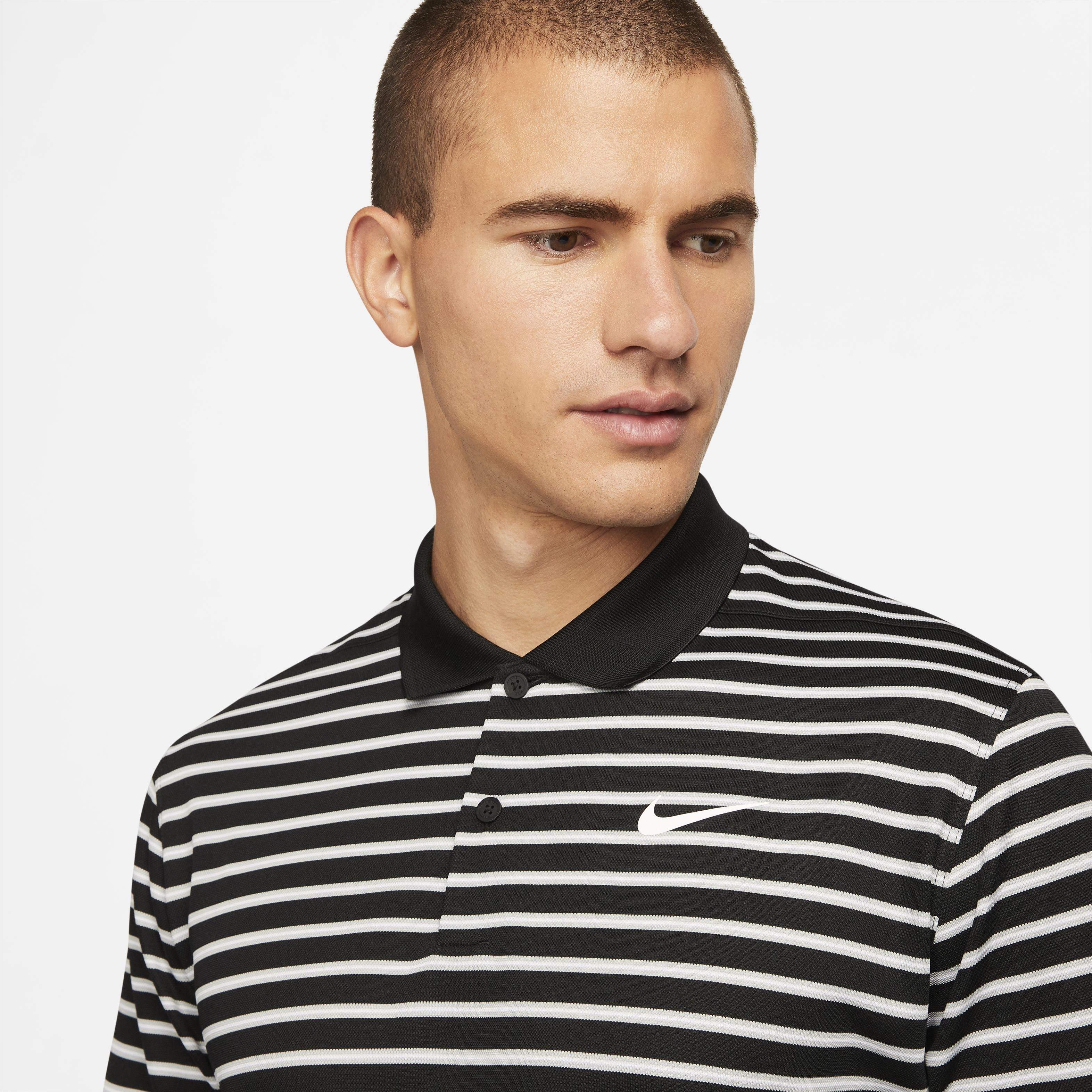 Nike Men's Dri-FIT Victory Striped Golf Polo -Black/White - BLACK/WHITE Thumbnail View 3