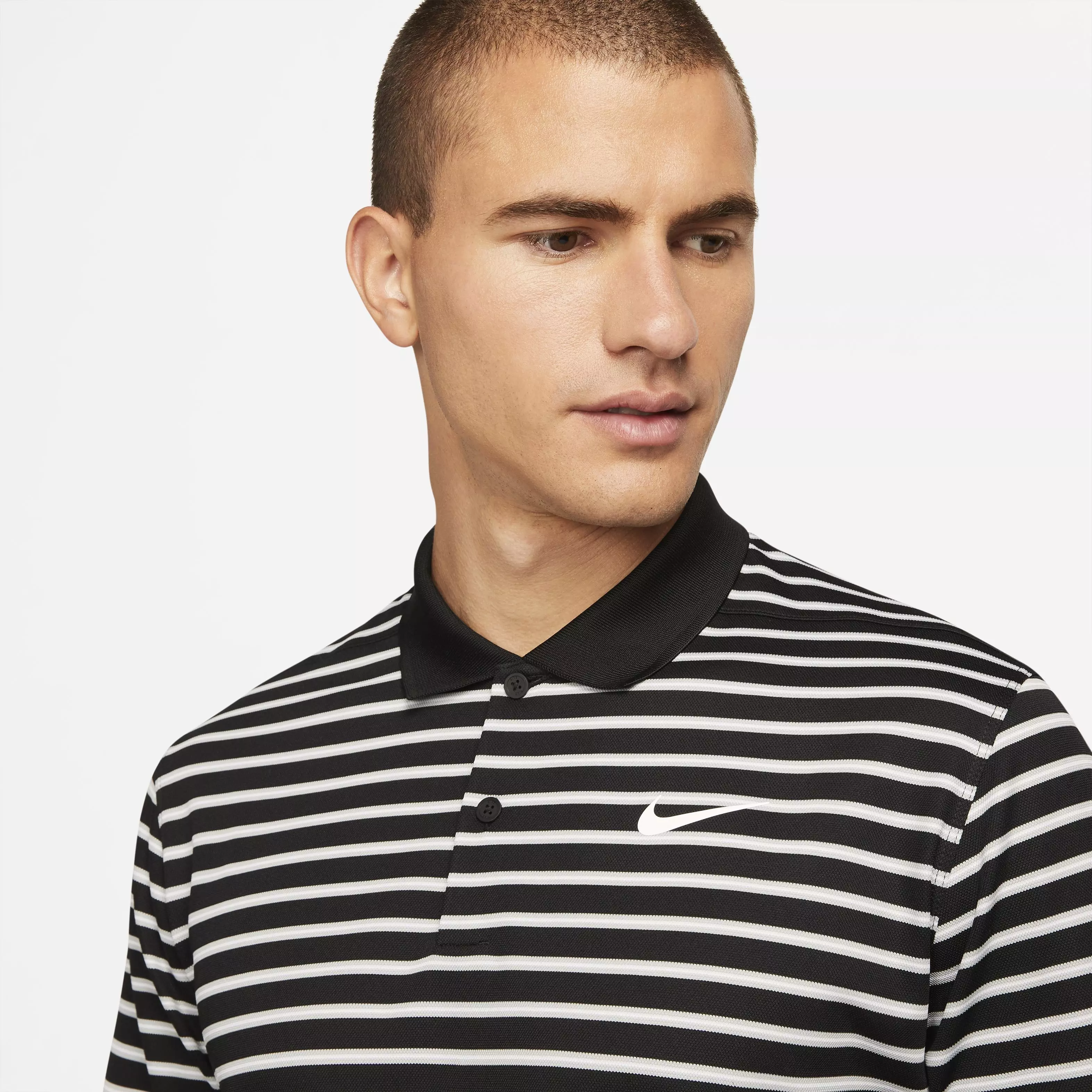Nike Men's Dri-FIT Victory Striped Golf Polo -Black/White - BLACK/WHITE