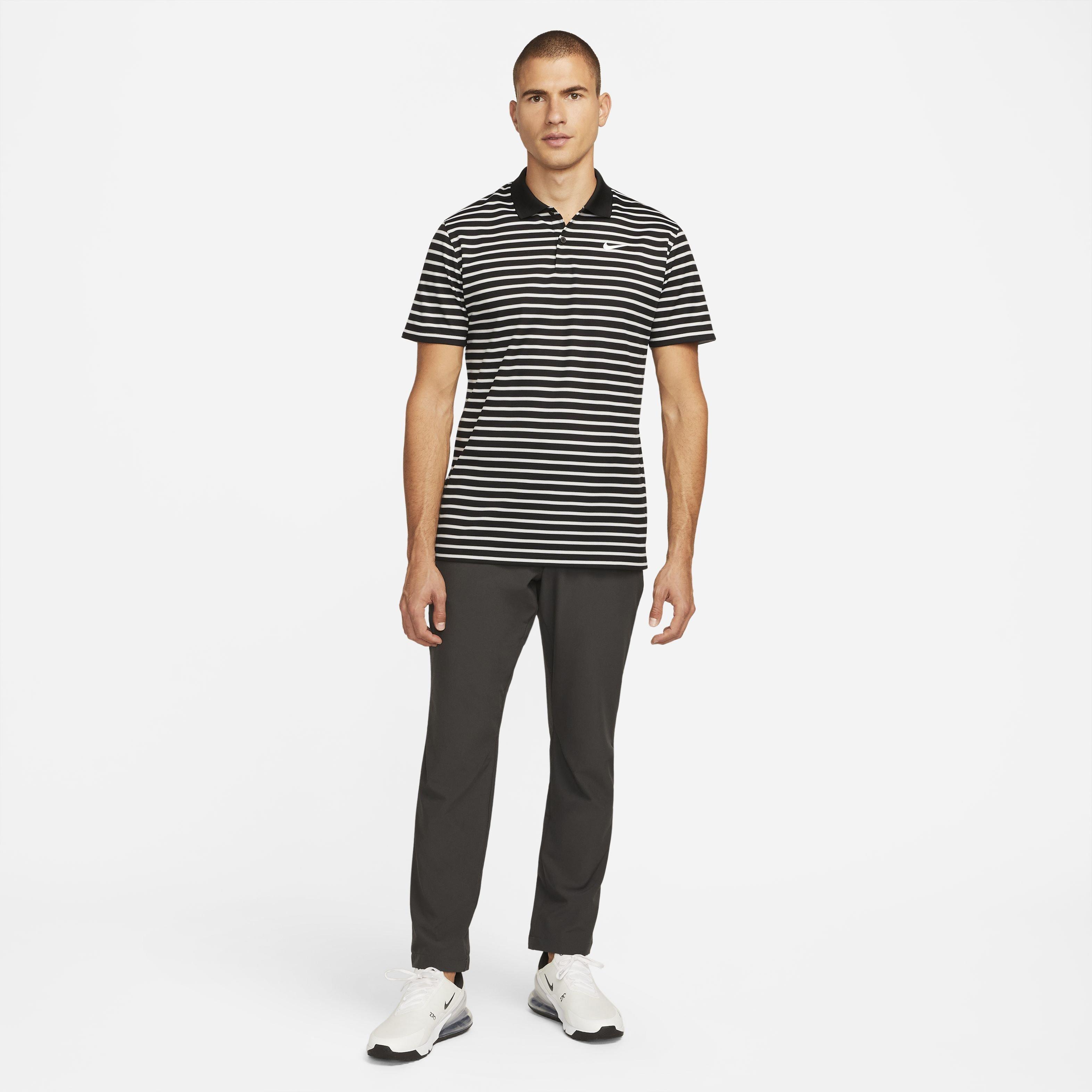Nike Men's Dri-FIT Victory Striped Golf Polo -Black/White - BLACK/WHITE Thumbnail View 4
