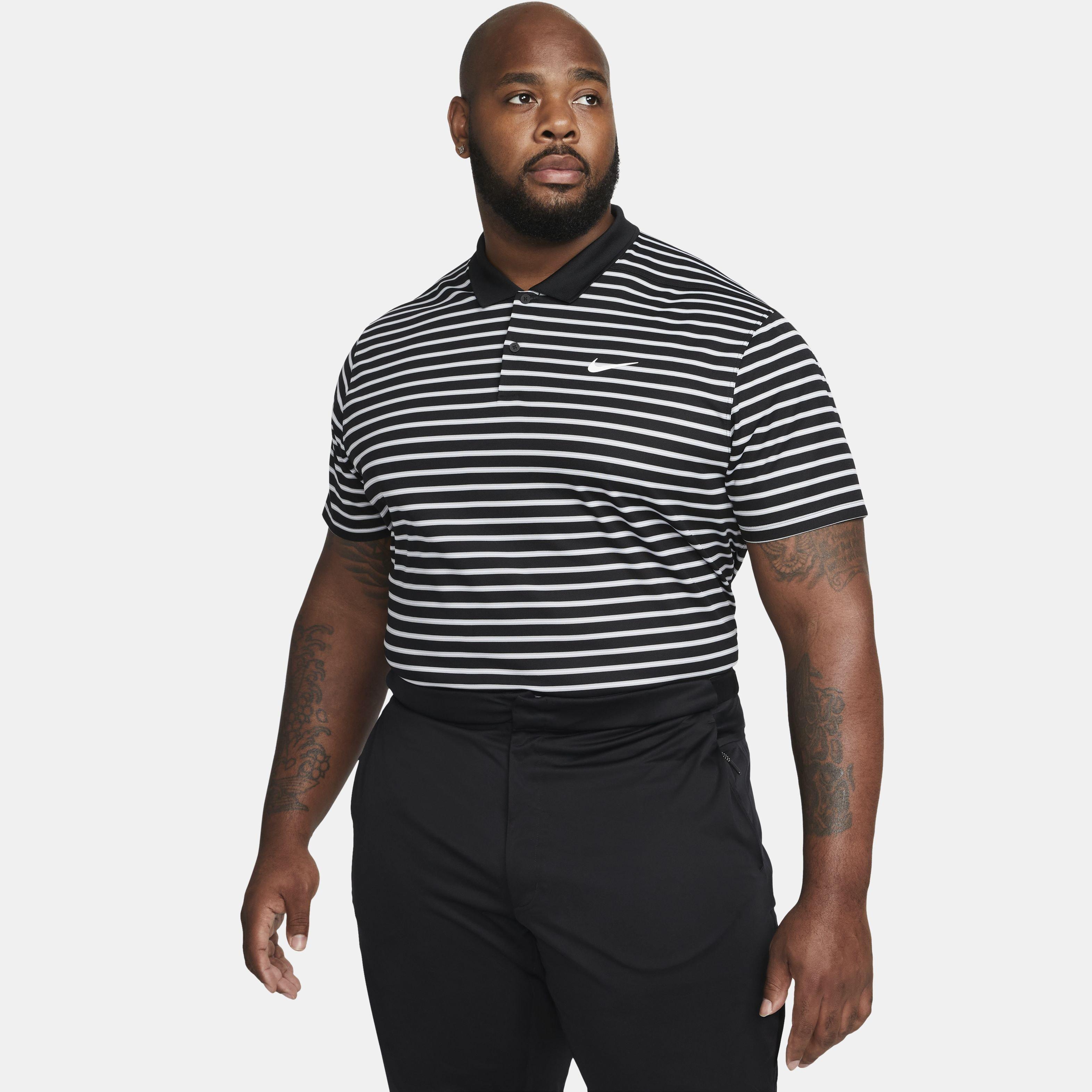 Nike Men's Dri-FIT Victory Striped Golf Polo -Black/White - BLACK/WHITE Thumbnail View 5