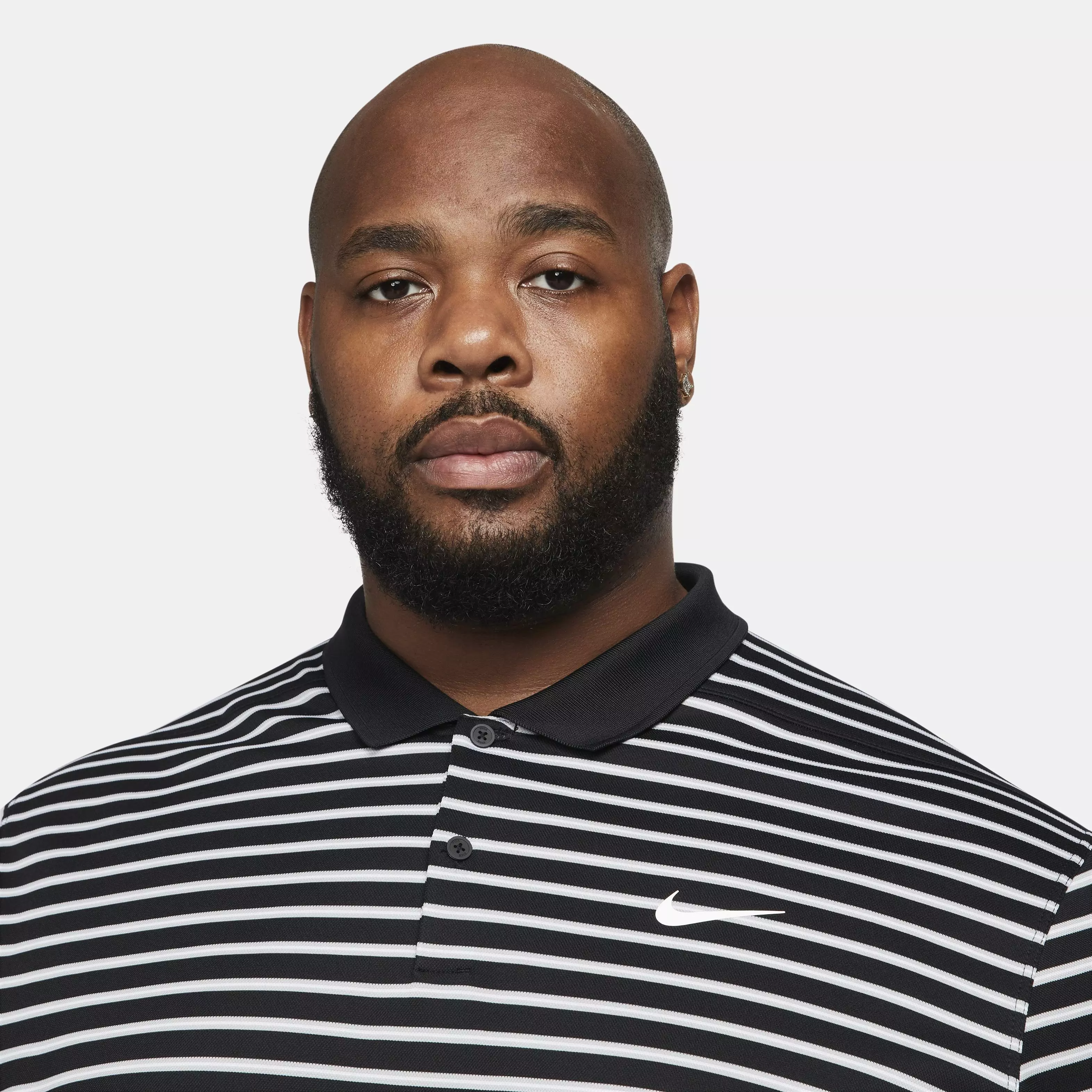 Nike Men's Dri-FIT Victory Striped Golf Polo -Black/White - BLACK/WHITE