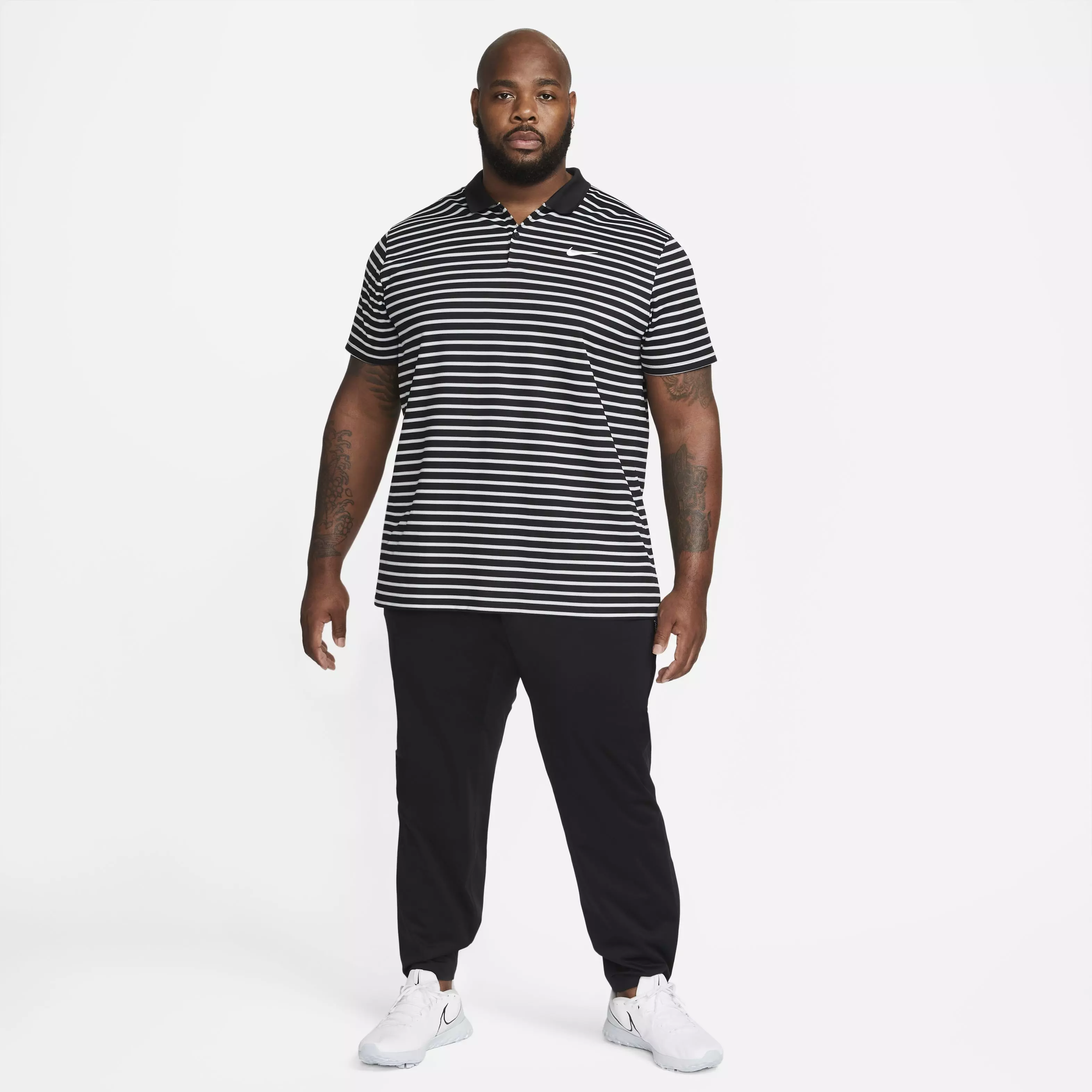 Nike Men's Dri-FIT Victory Striped Golf Polo -Black/White - BLACK/WHITE