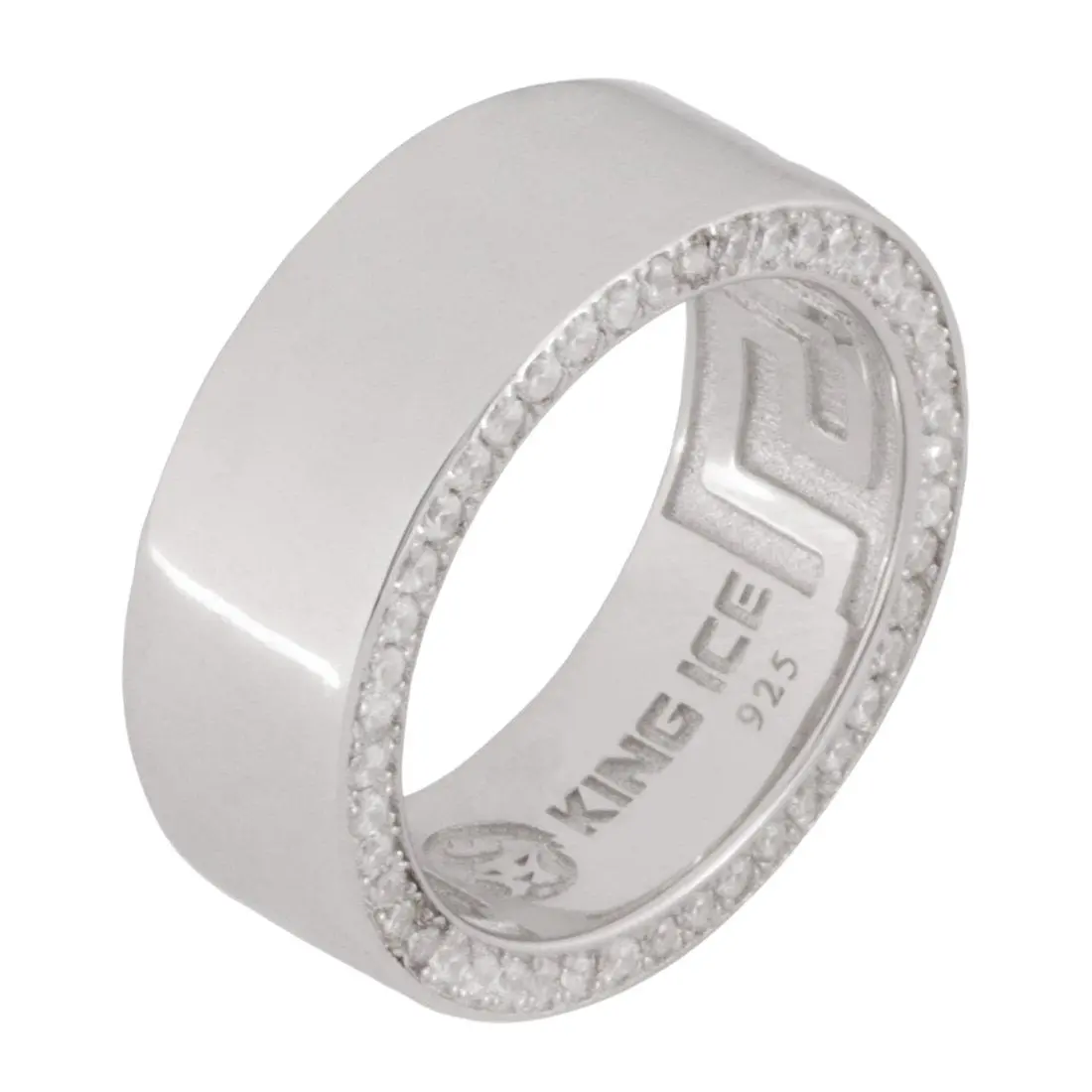 King Ice 8mm Infinity Band Ring - White Gold - WHITE GOLD
