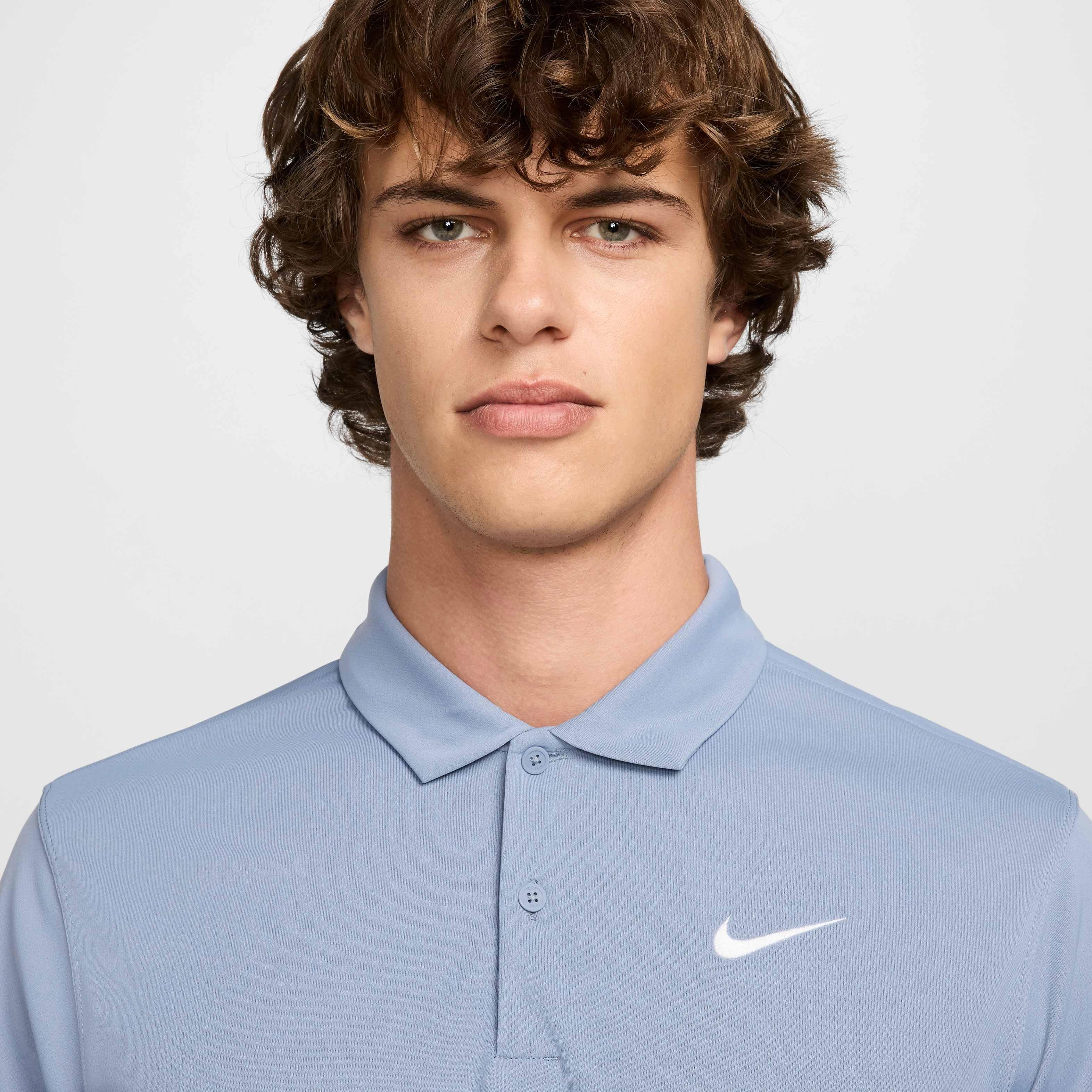 NikeCourt Men's Dri-FIT Solid Tennis Polo - LT BLUE Thumbnail View 3