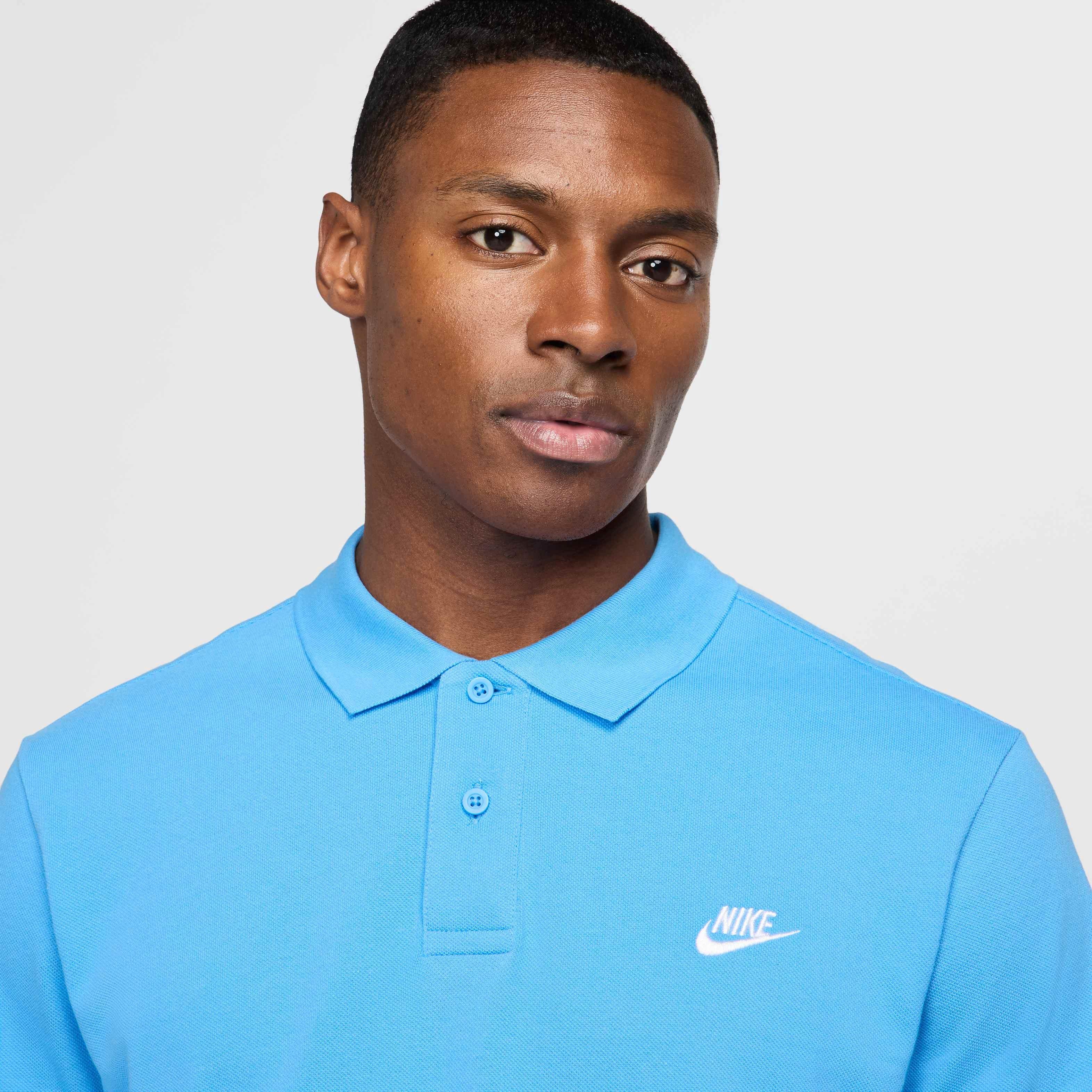 Nike Men's Club Short-Sleeve Pique Polo -Blue - BLUE Thumbnail View 3