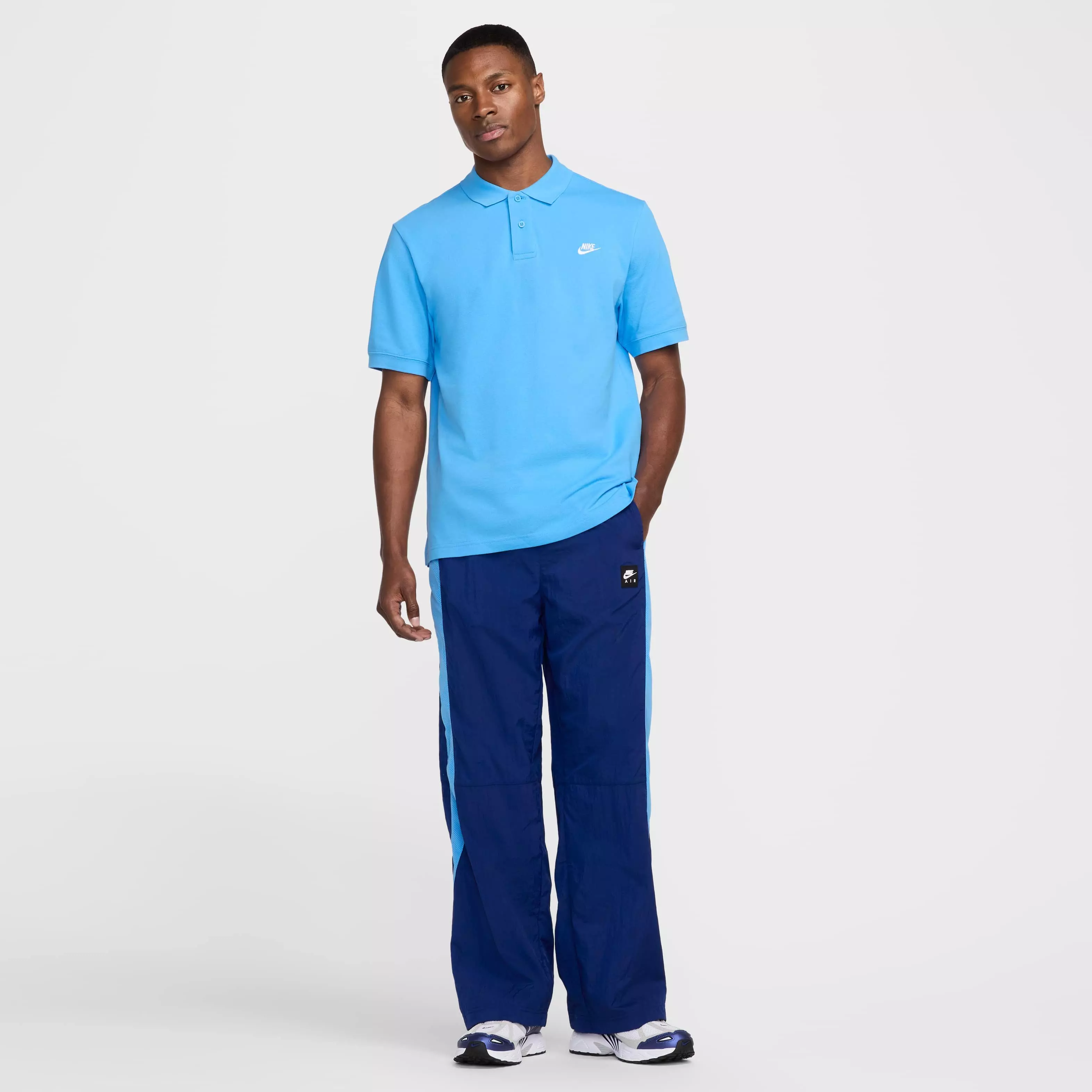 Nike Men's Club Short-Sleeve Pique Polo -Blue - BLUE