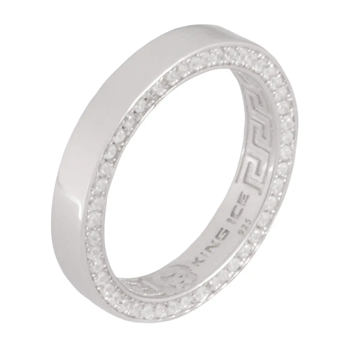 King Ice 4mm Infinity Band Ring - White Gold - WHITE GOLD