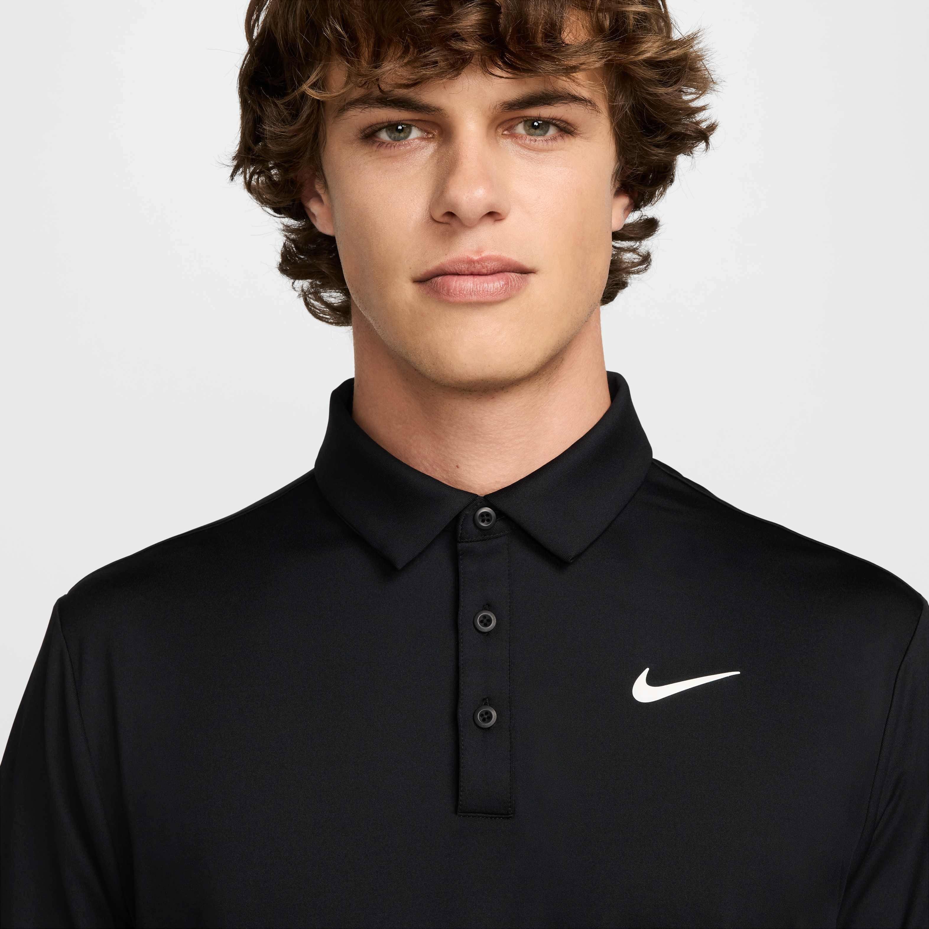 Nike Men's Tour Dri-FIT Solid Golf Polo - BLACK Thumbnail View 3