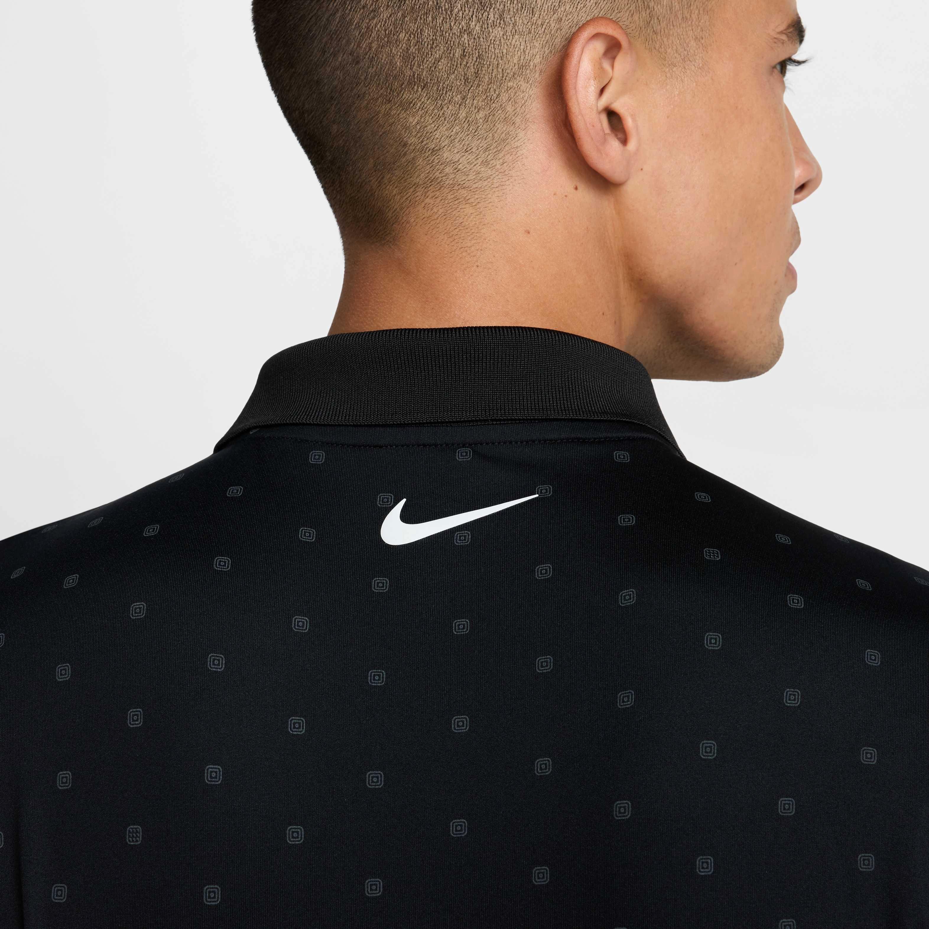 Nike Men's Tour Dri-FIT Print Golf Polo - BLACK Thumbnail View 5