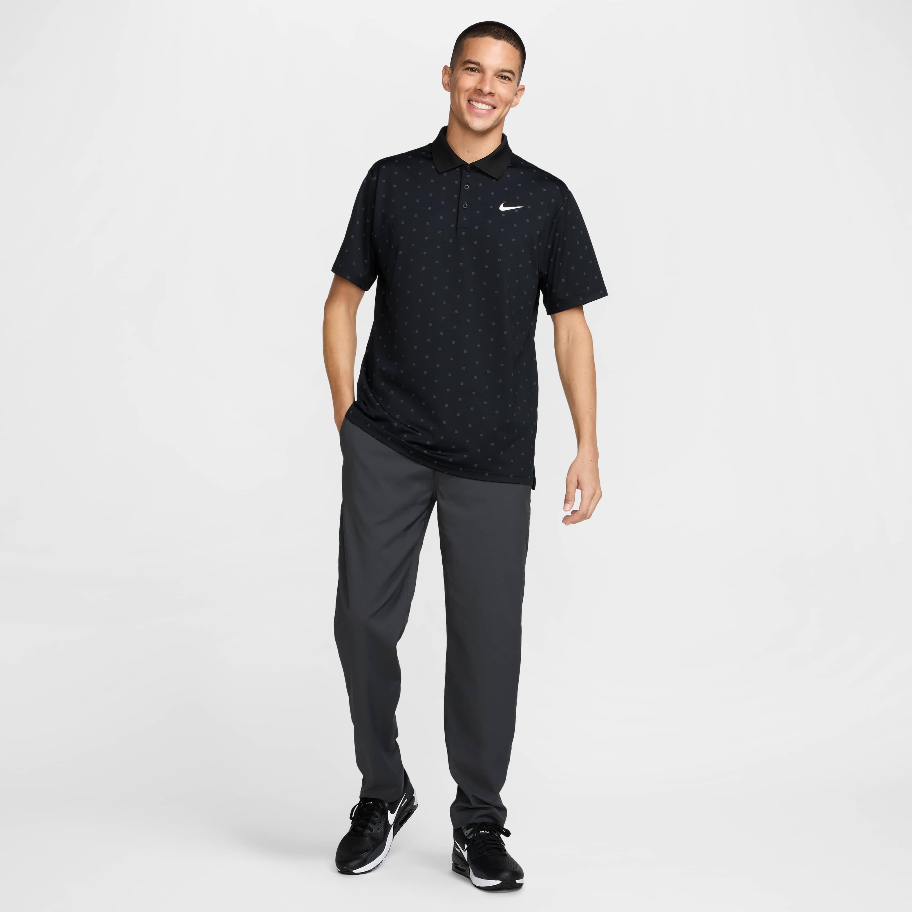 Nike Men's Tour Dri-FIT Print Golf Polo - BLACK Thumbnail View 6