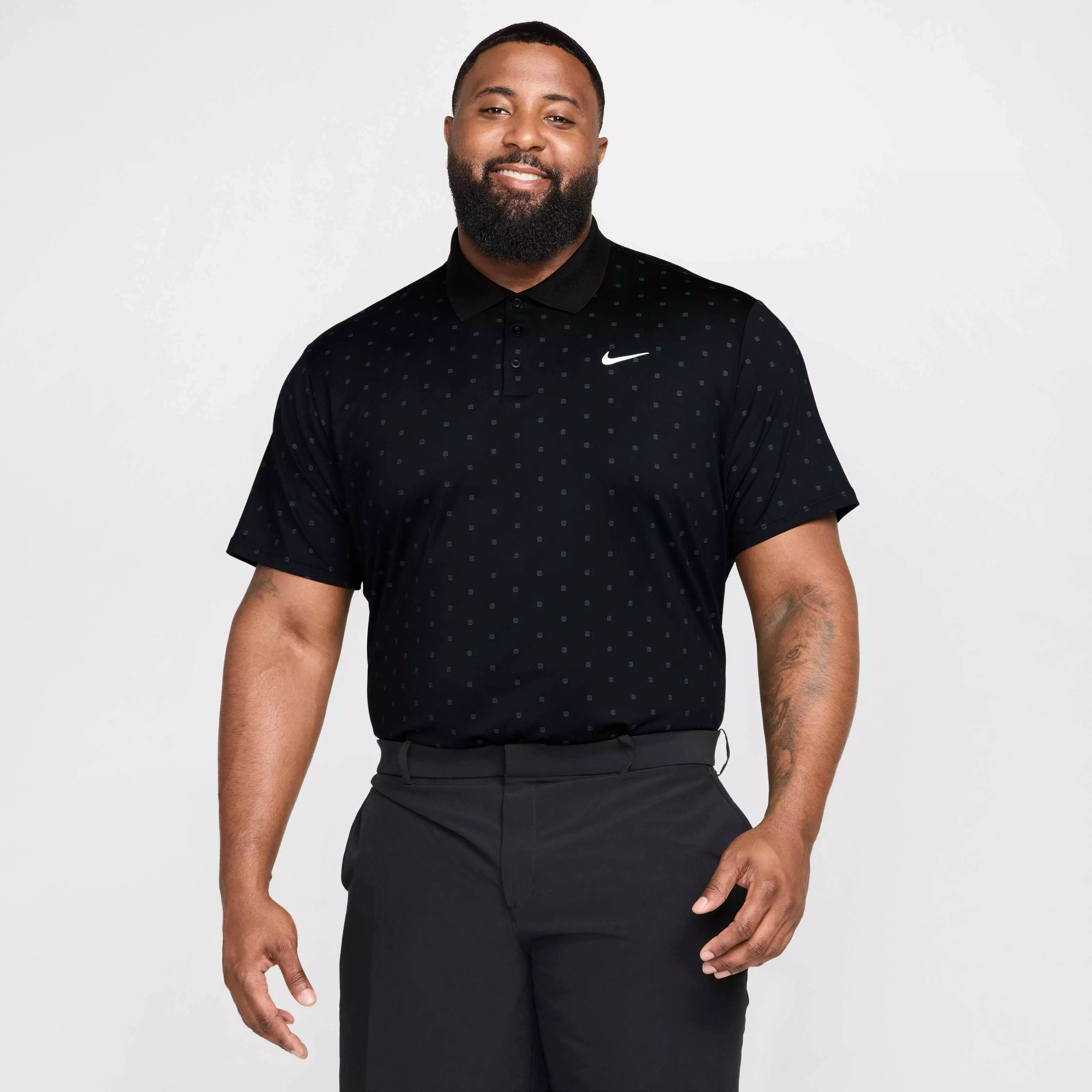 Nike Men's Tour Dri-FIT Print Golf Polo - BLACK