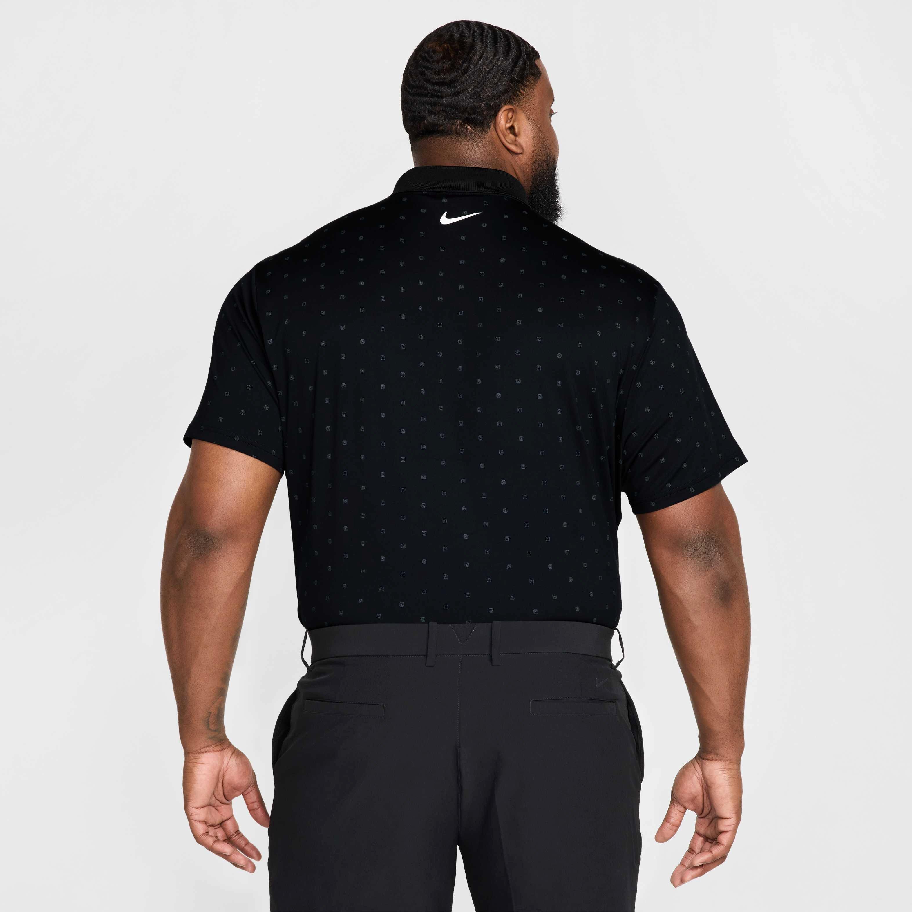 Nike Men's Tour Dri-FIT Print Golf Polo - BLACK Thumbnail View 8