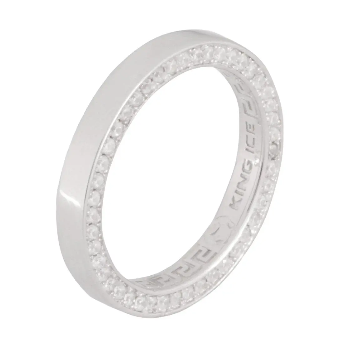 King Ice 3mm Infinity Band Ring - White Gold - WHITE GOLD