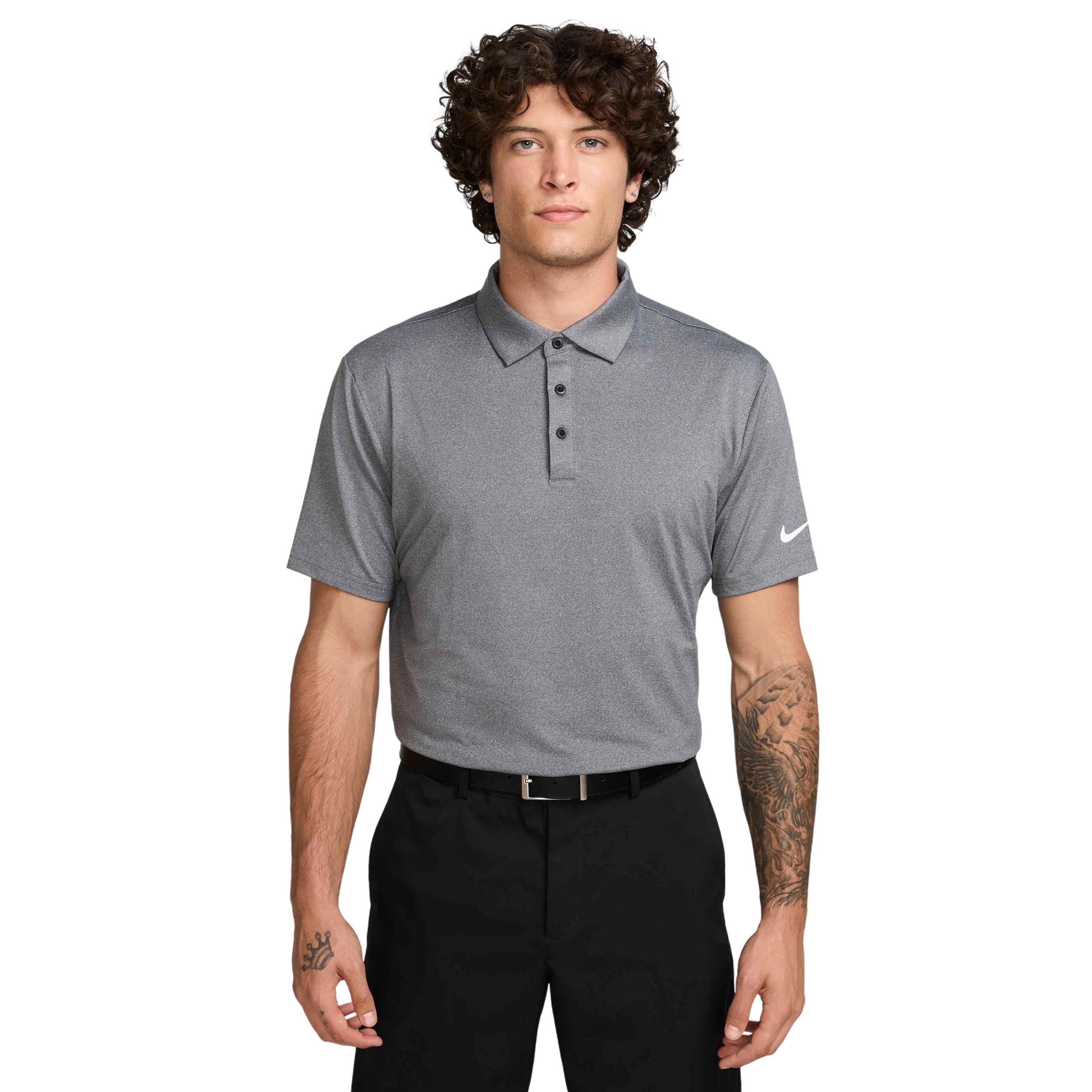 Nike Men's Tour Dri-FIT Heathered Golf Polo - BLACK Thumbnail View 1