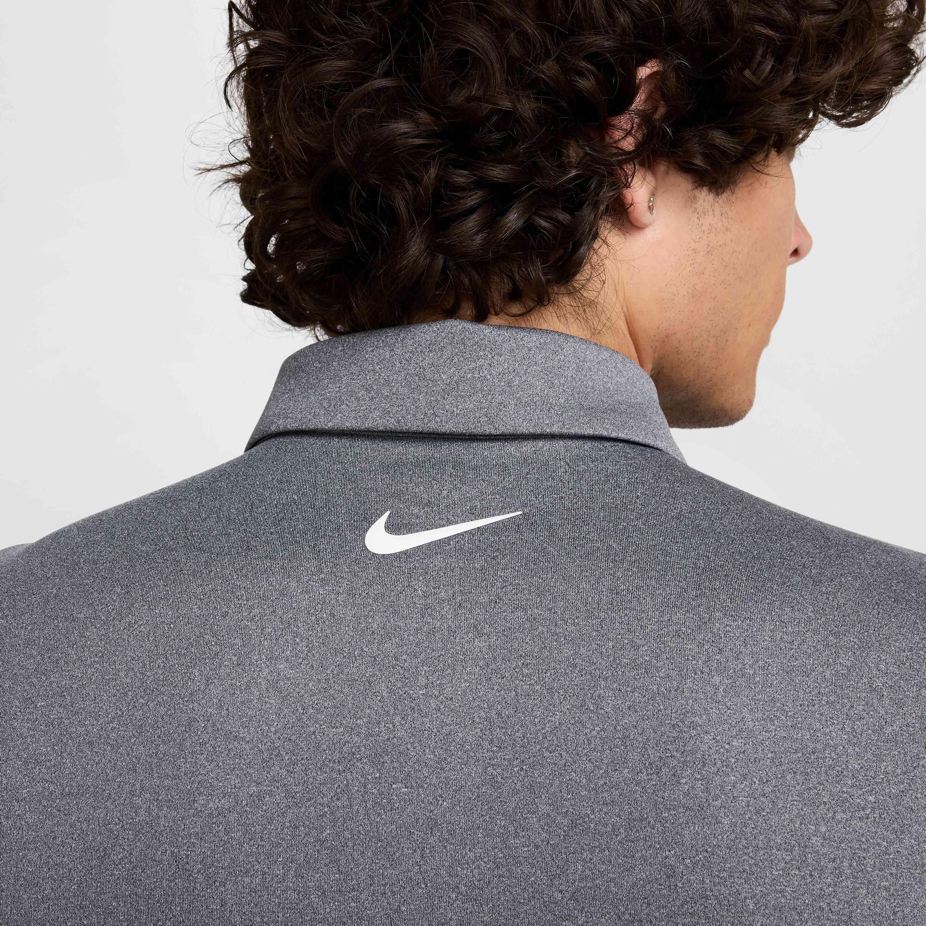 Nike Men's Tour Dri-FIT Heathered Golf Polo - BLACK Thumbnail View 6