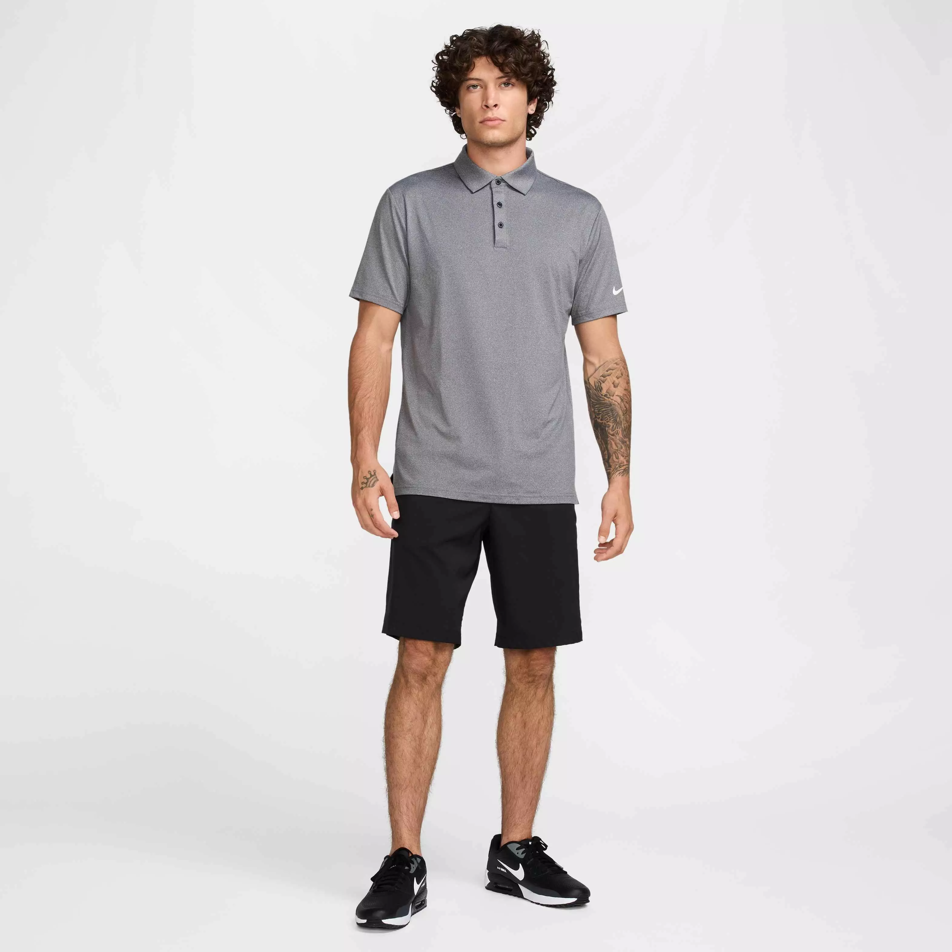 Nike Men's Tour Dri-FIT Heathered Golf Polo - BLACK