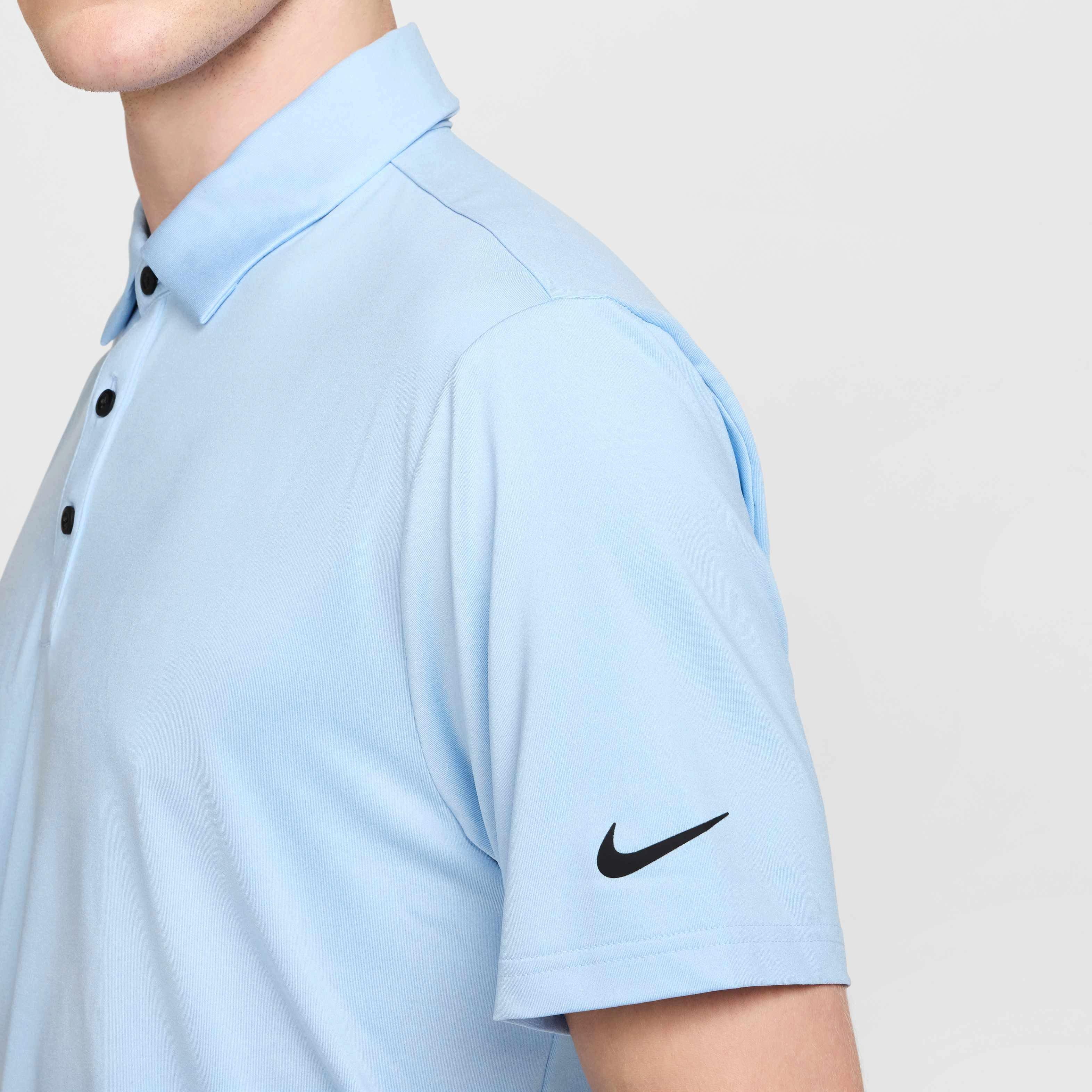 Nike Men's Tour Dri-FIT Heathered Golf Polo - BLUE Thumbnail View 4