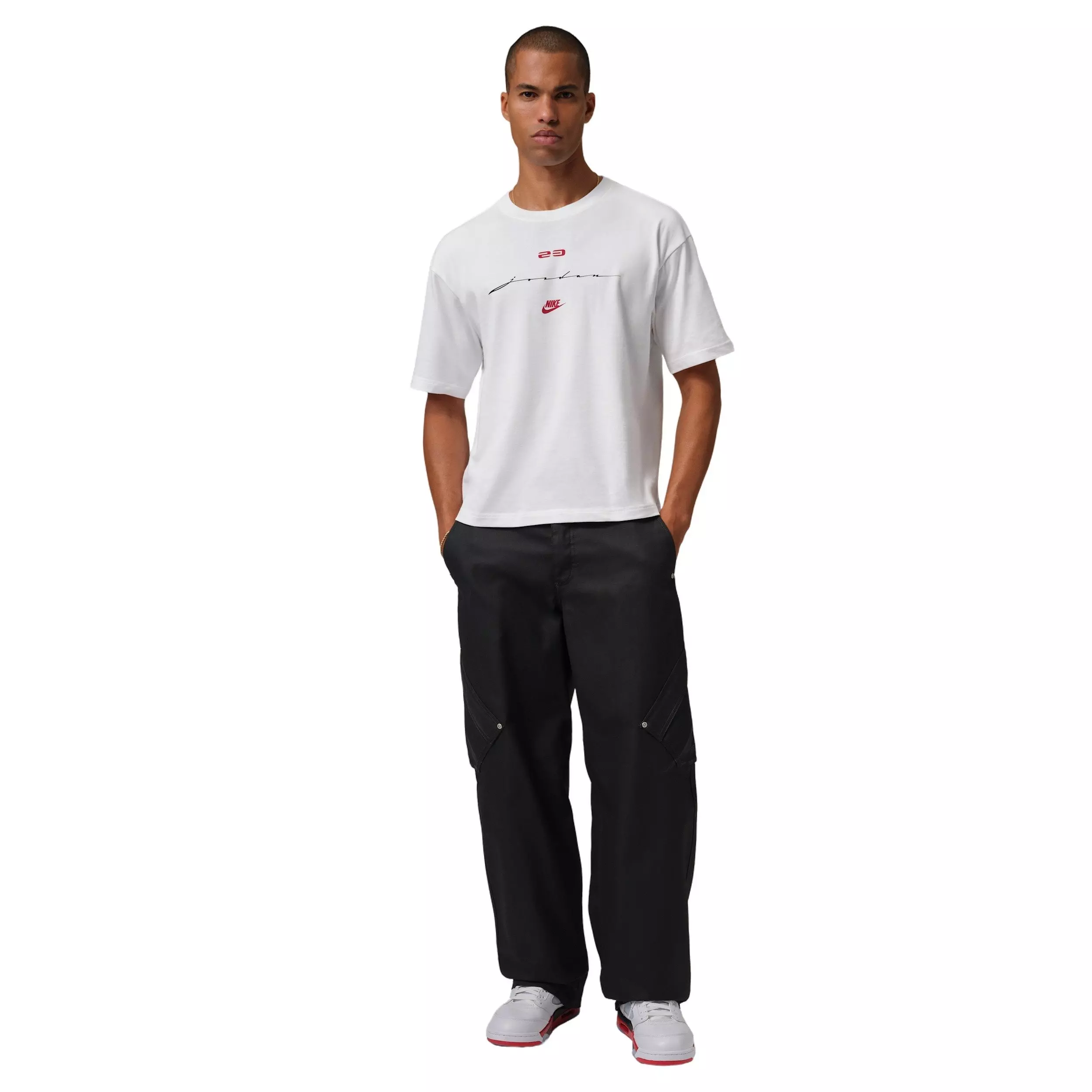 Jordan Men's Flight Script Boxy Short-Sleeve Crew T-Shirt -White - WHITE