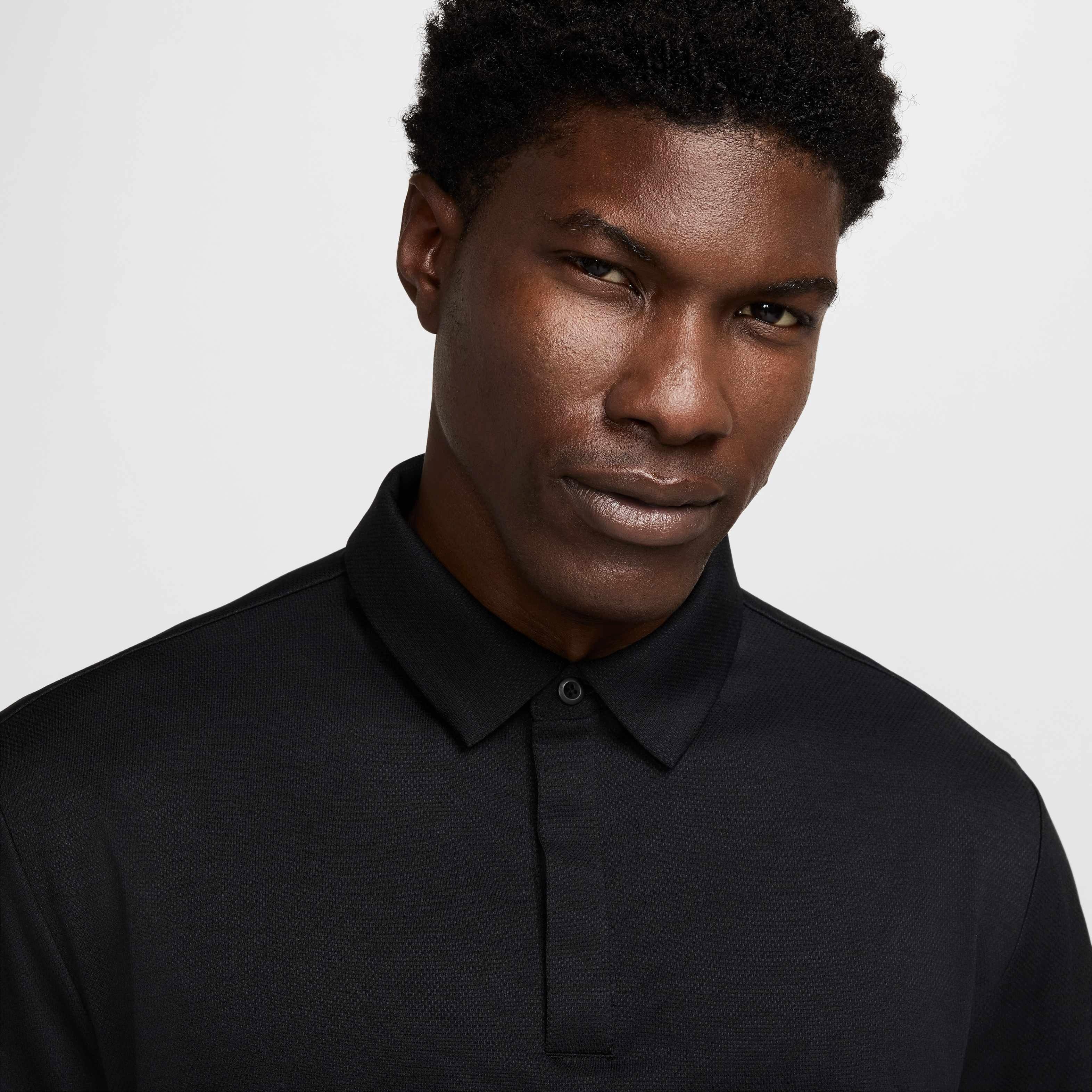 Nike Men's Tour Dri-FIT Jacquard Golf Polo - BLACK Thumbnail View 3