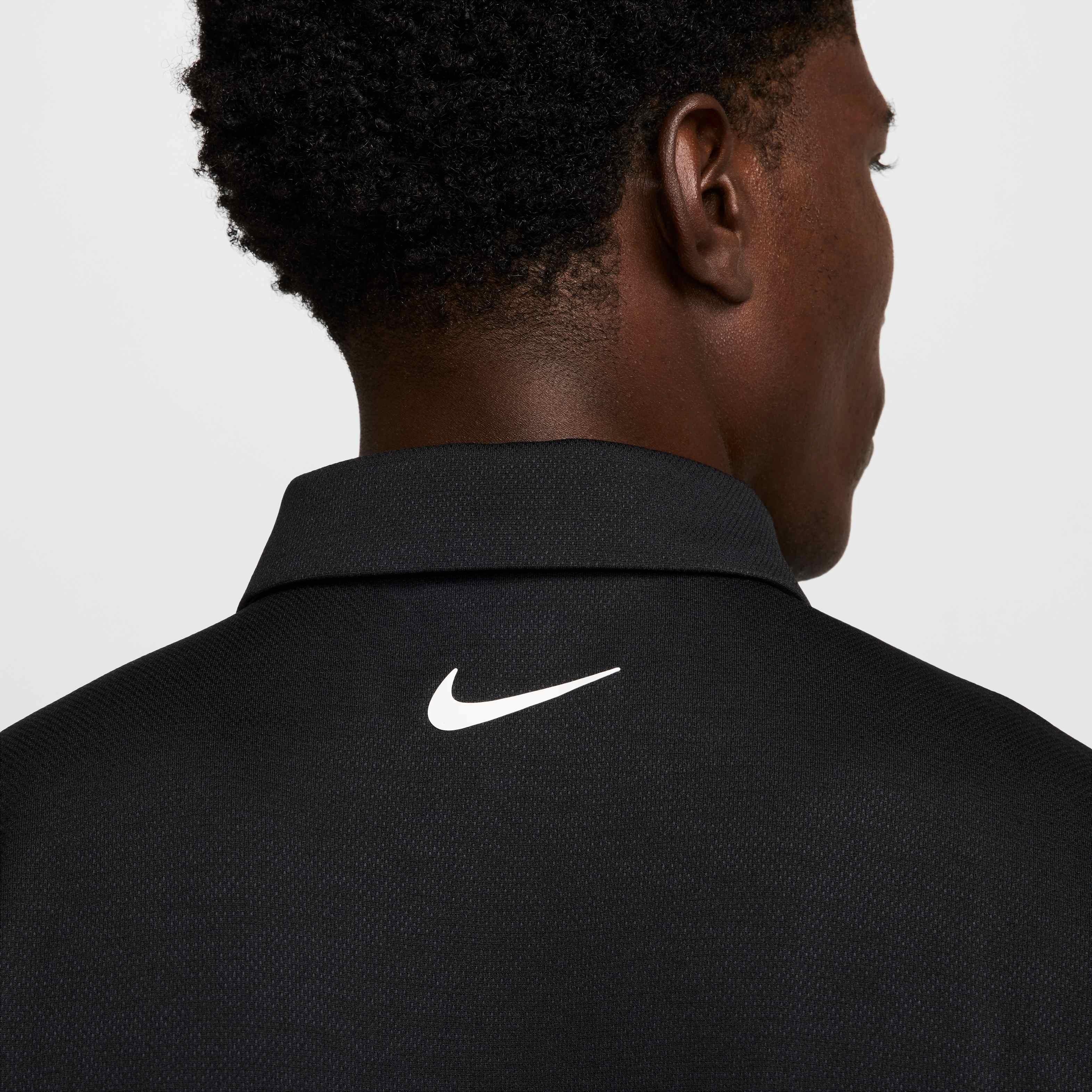 Nike Men's Tour Dri-FIT Jacquard Golf Polo - BLACK Thumbnail View 4