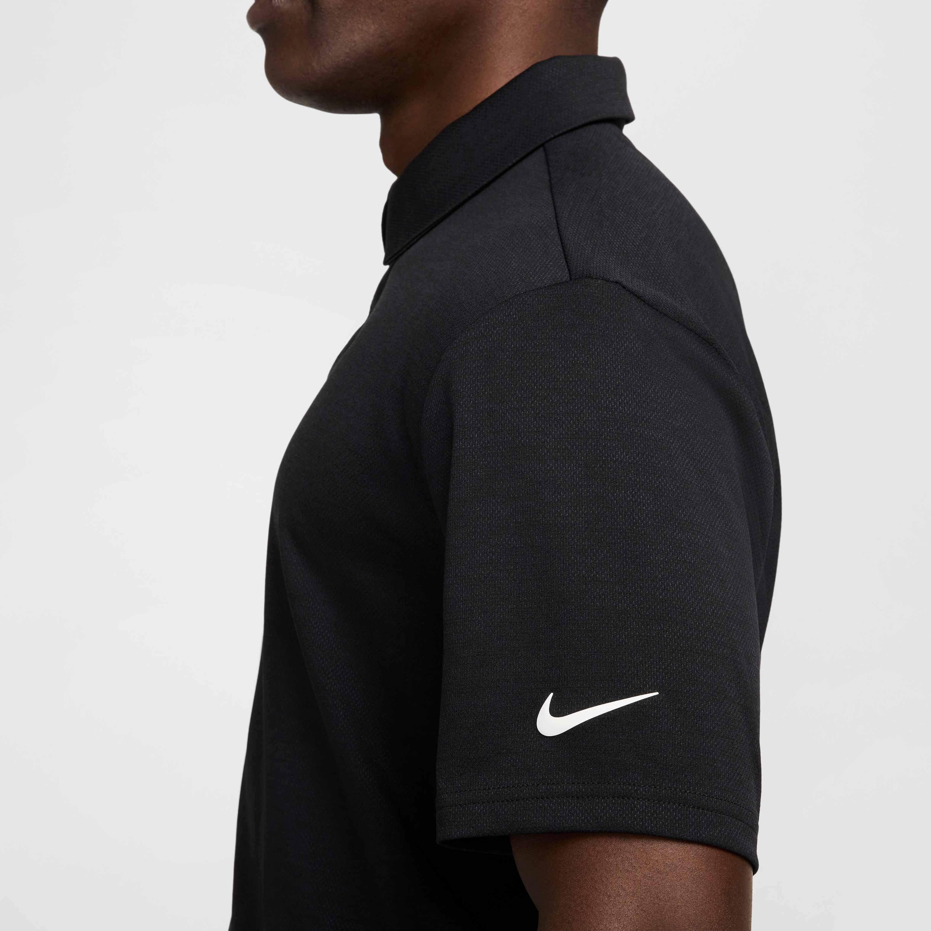 Nike Men's Tour Dri-FIT Jacquard Golf Polo - BLACK Thumbnail View 5