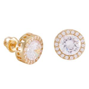 King Ice Button Stud Earrings - GOLD