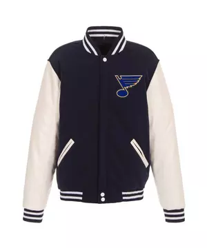 St. Louis Blues JH Design Embroidered Reversible Full Snap Fleece Jacket-  Gray/Royal