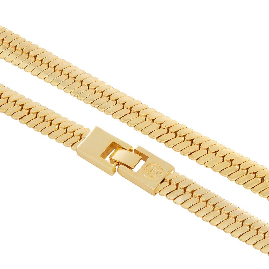 King Ice 10mm Thick Herringbone Chain - 14K Gold - GOLD