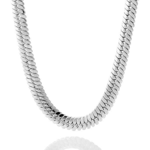 King Ice 10mm Thick Herringbone Chain - White Gold - WHITE GOLD