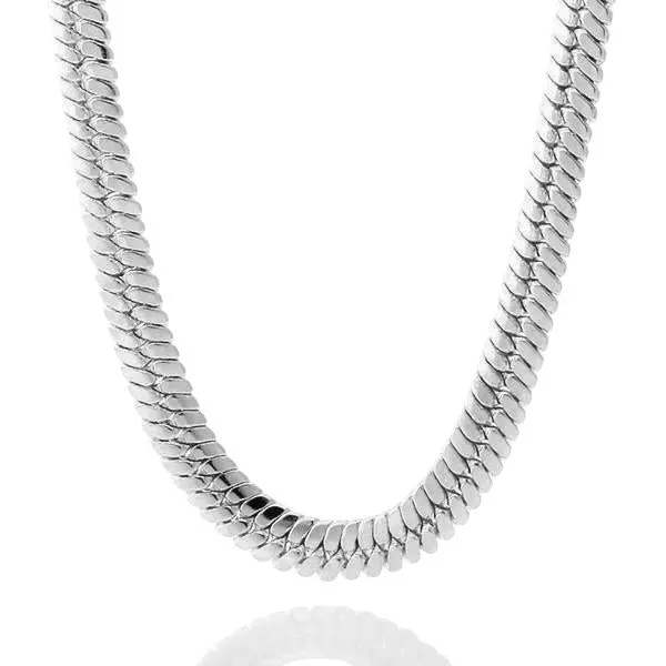 King Ice 10mm Thick Herringbone Chain - White Gold - WHITE GOLD
