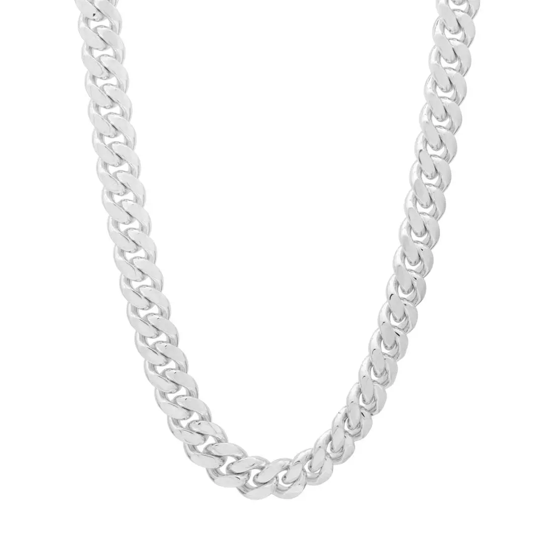 King Ice 12mm Miami Cuban Link Chain - White Gold - WHITE GOLD
