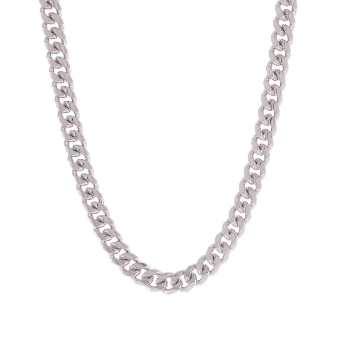 King Ice 8mm Miami Cuban Link Chain - White Gold - WHITE GOLD