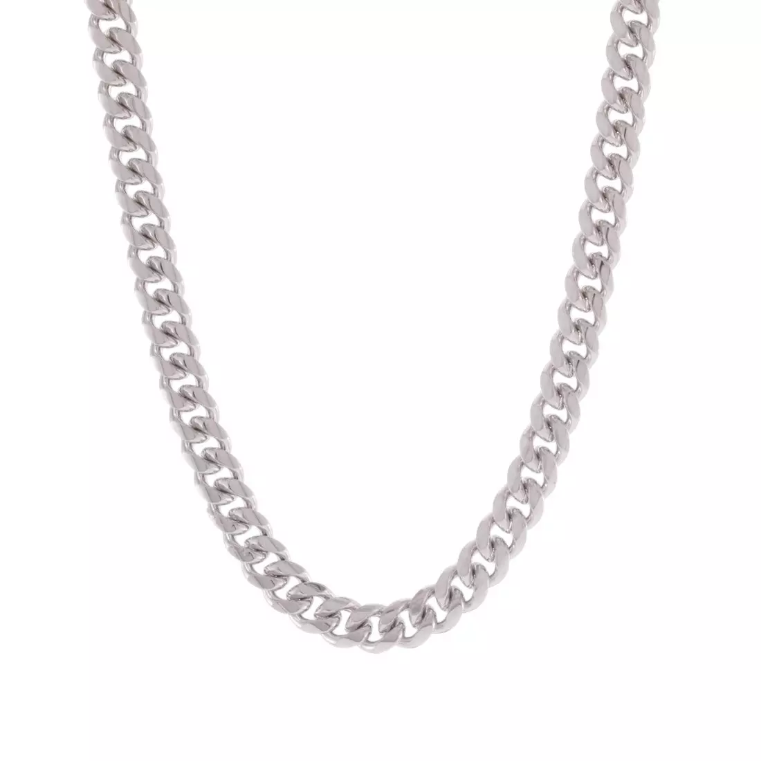 King Ice 8mm Miami Cuban Link Chain - White Gold - WHITE GOLD