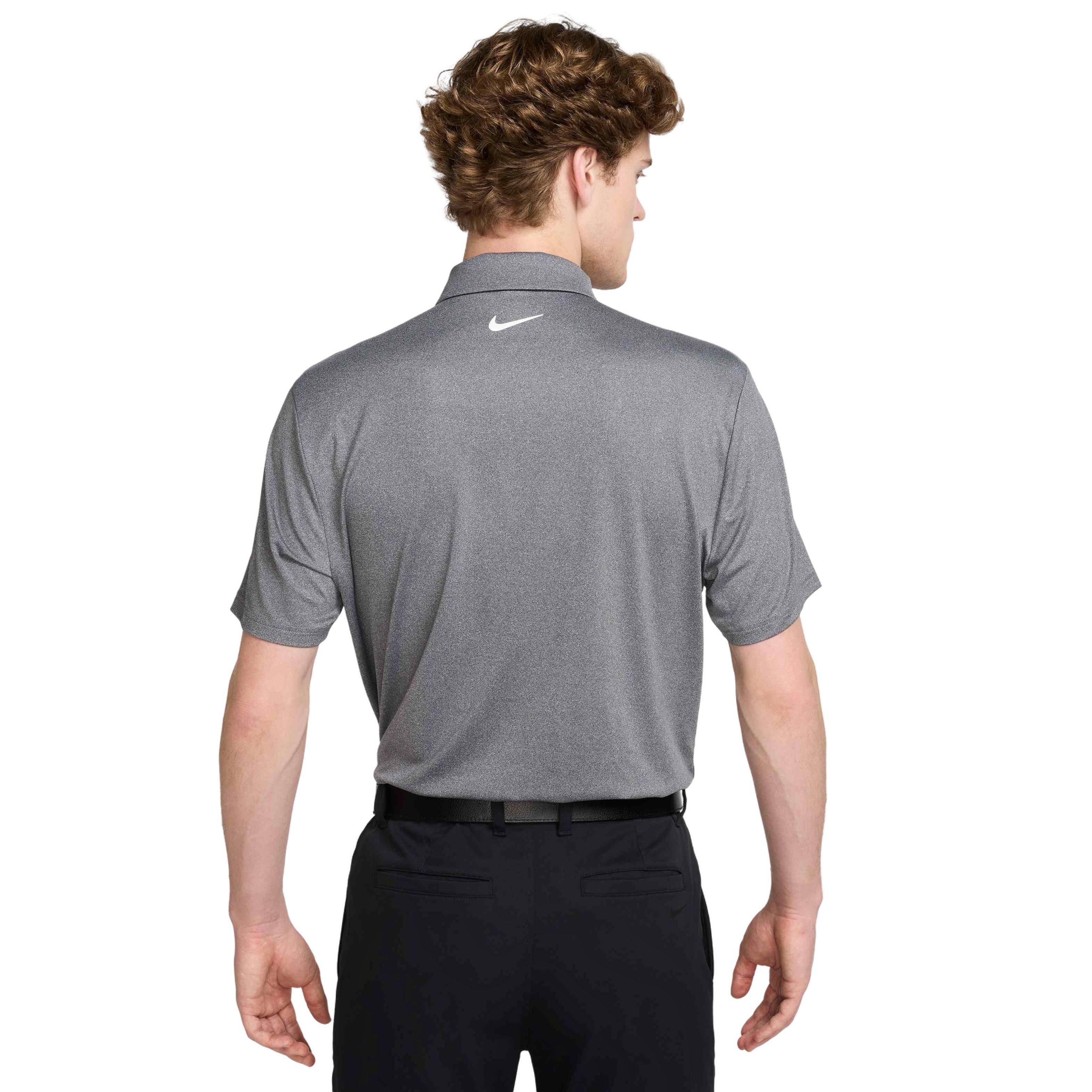 Nike Men's Tour Heathered Dri-Fit Golf Polo - BLACK Thumbnail View 2