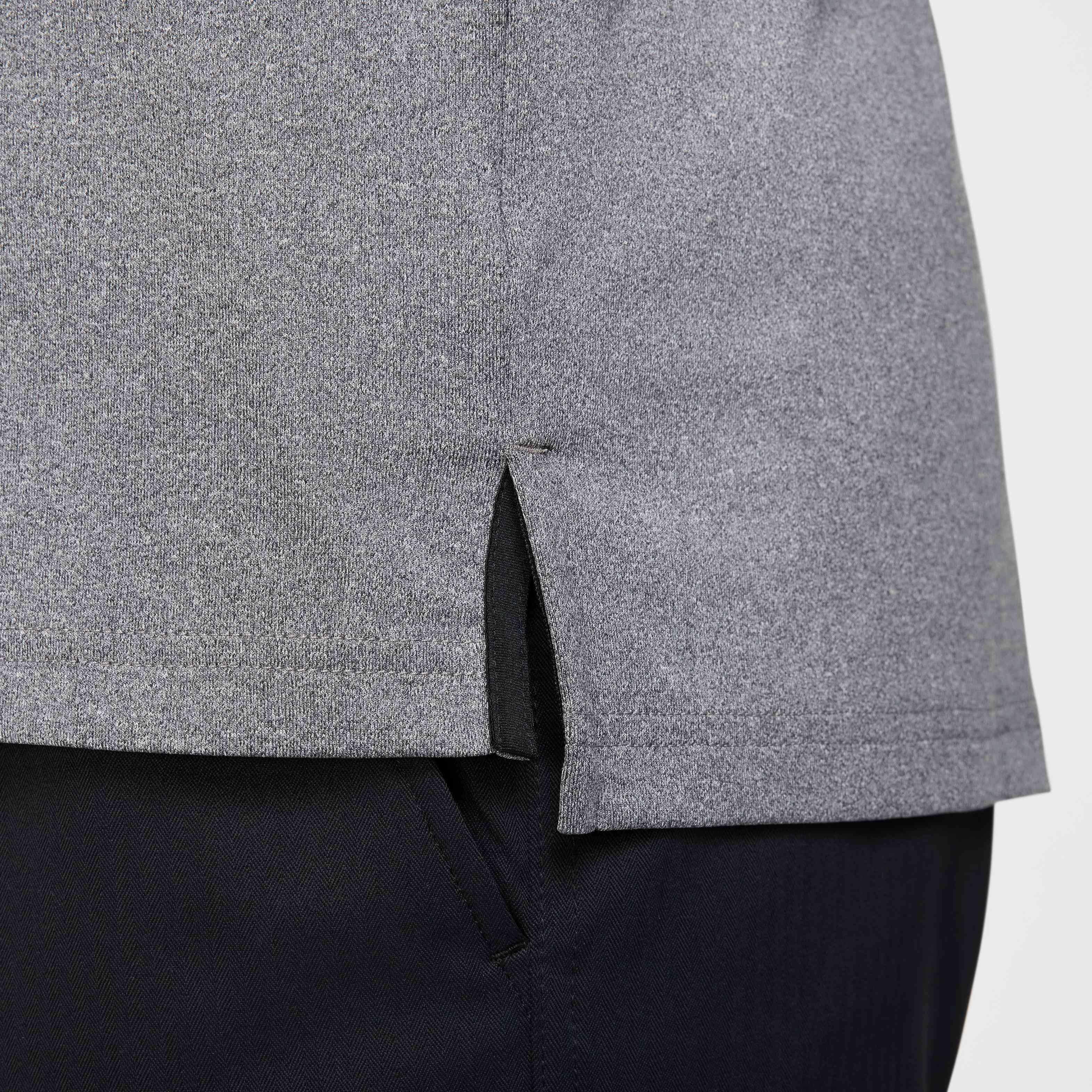 Nike Men's Tour Heathered Dri-Fit Golf Polo - BLACK Thumbnail View 4