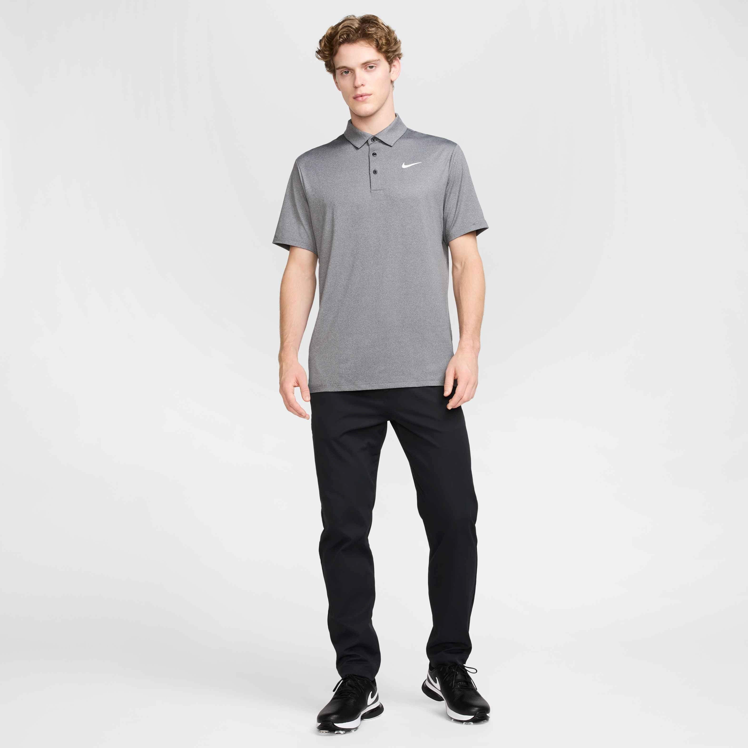 Nike Men's Tour Heathered Dri-Fit Golf Polo - BLACK Thumbnail View 6