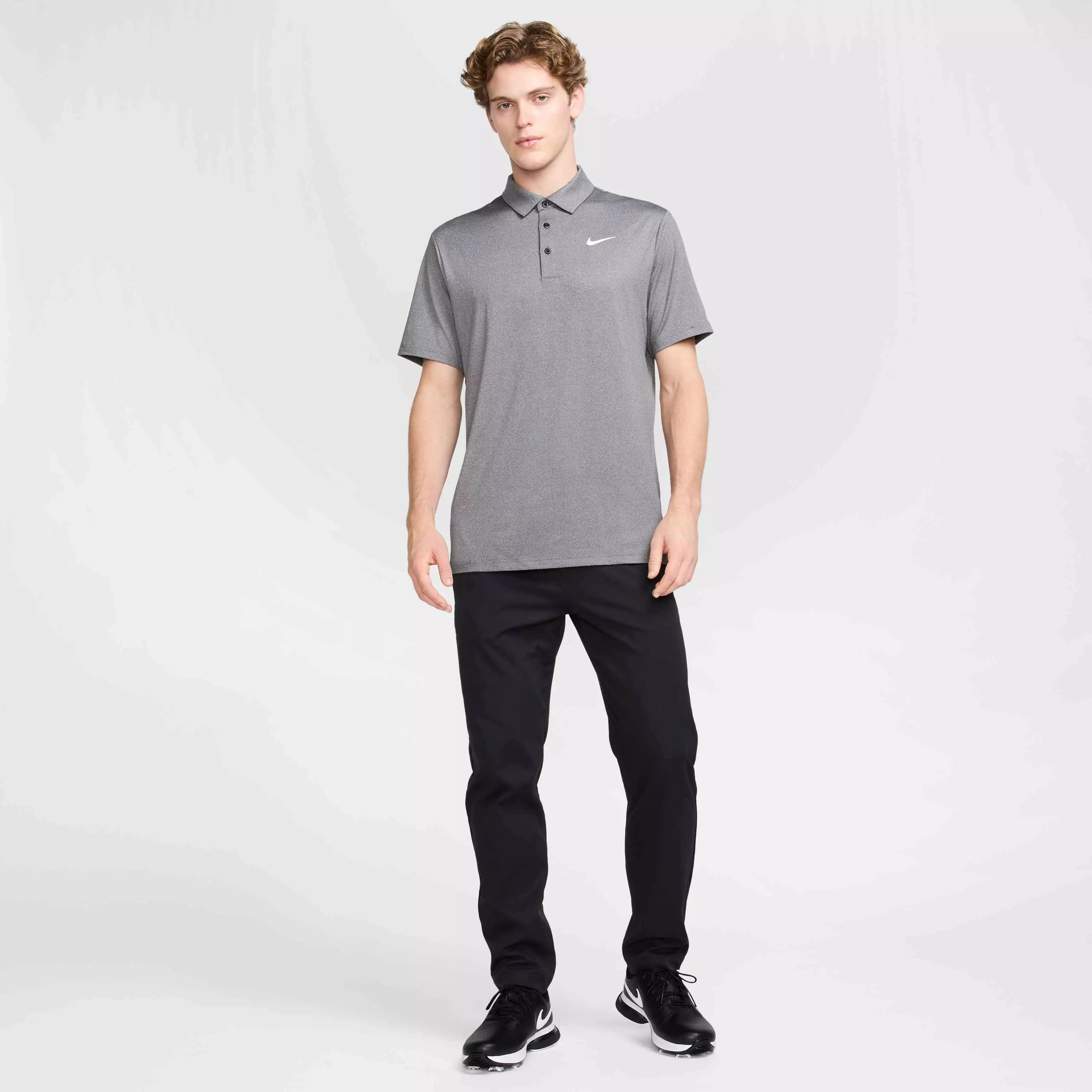 Nike Men's Tour Heathered Dri-Fit Golf Polo - BLACK