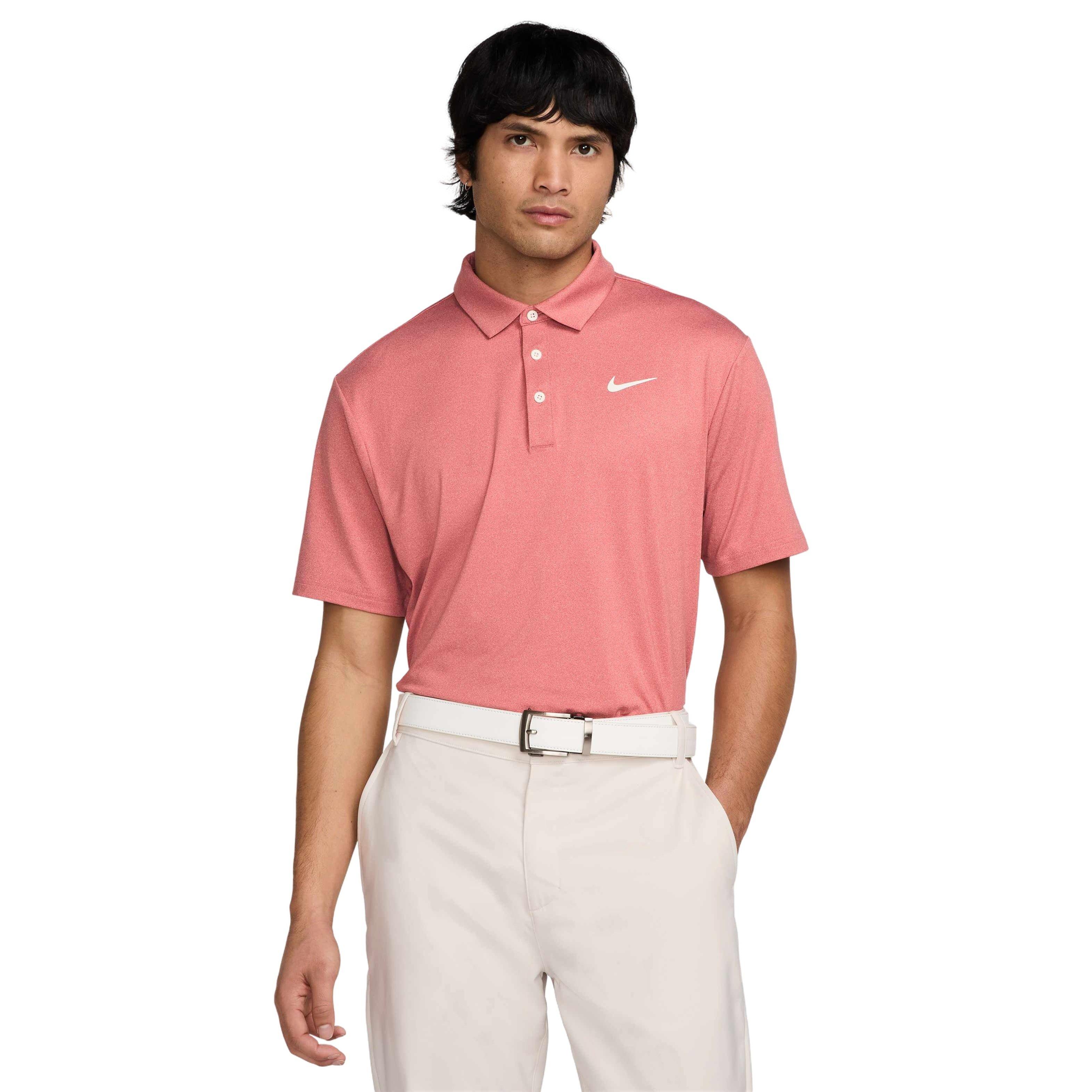 Nike Men's Tour Heathered Dri-Fit Golf Polo - RED Thumbnail View 1