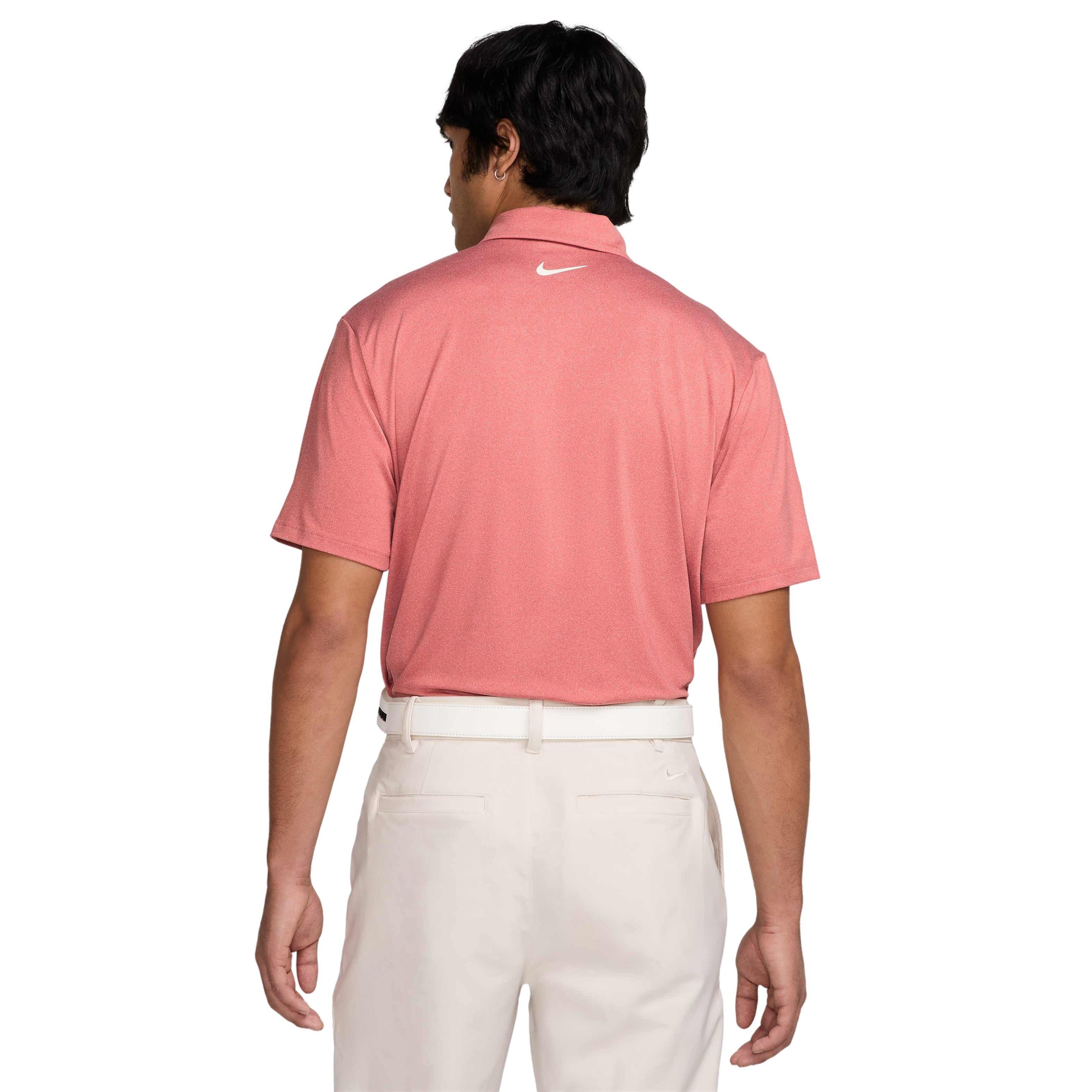 Nike Men's Tour Heathered Dri-Fit Golf Polo - RED Thumbnail View 2