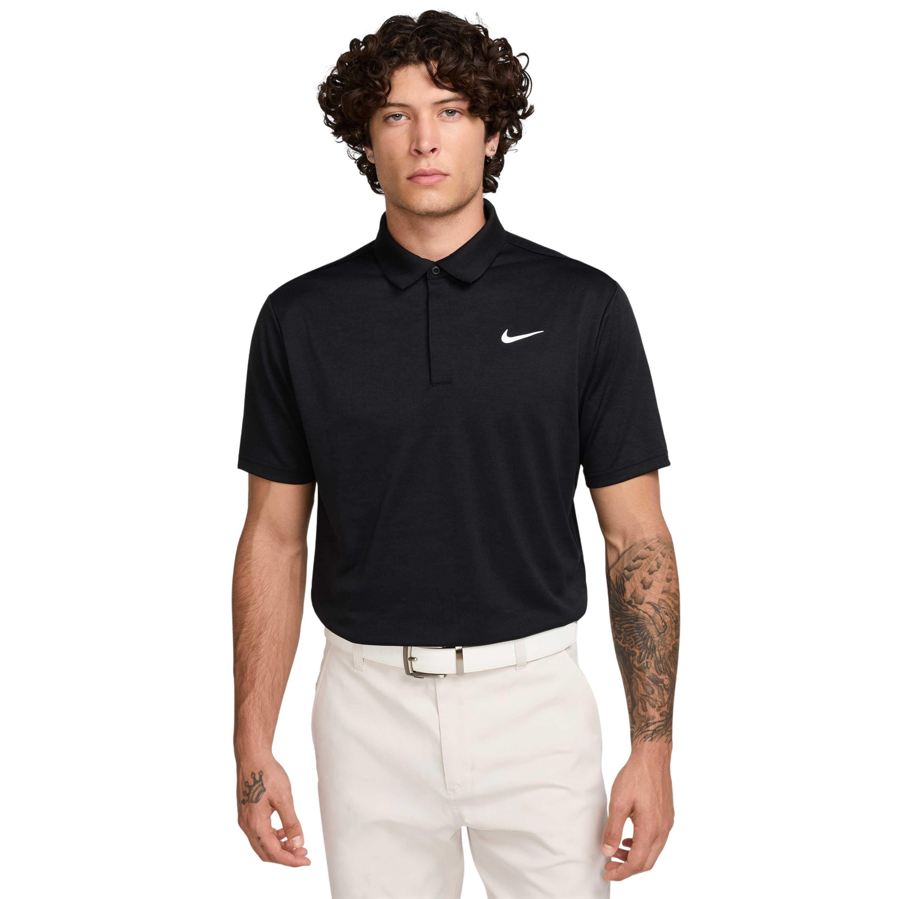 Nike Men's Tour Jacquard Dri-FIT Golf Polo - BLACK Thumbnail View 1