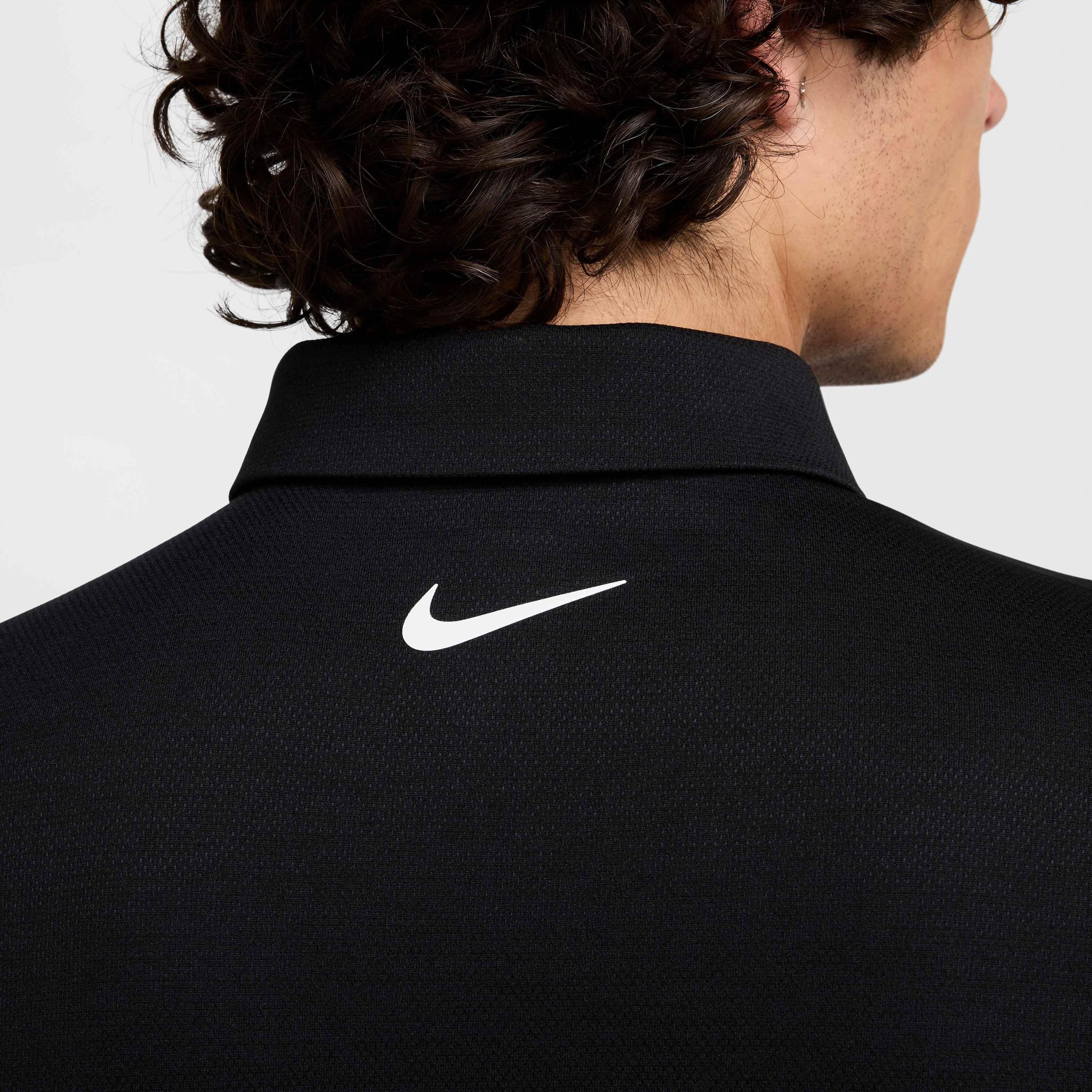 Nike Men's Tour Jacquard Dri-FIT Golf Polo - BLACK Thumbnail View 5