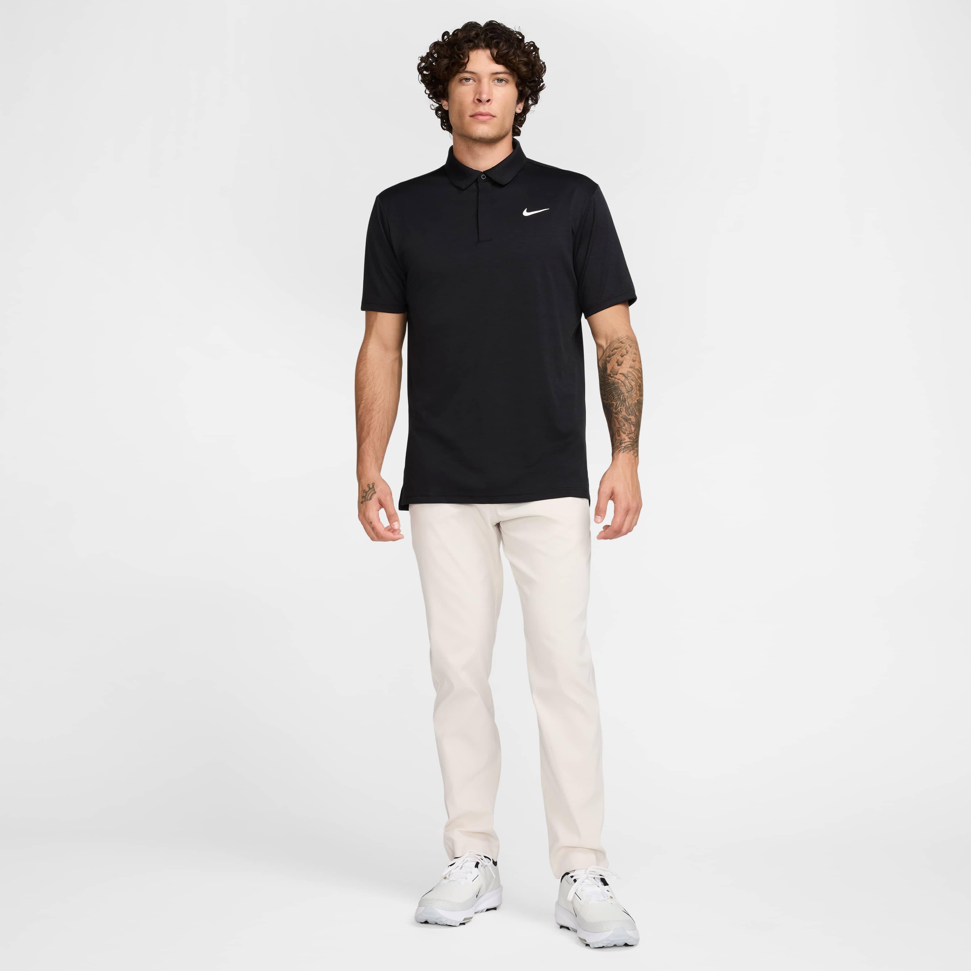 Nike Men's Tour Jacquard Dri-FIT Golf Polo - BLACK Thumbnail View 6