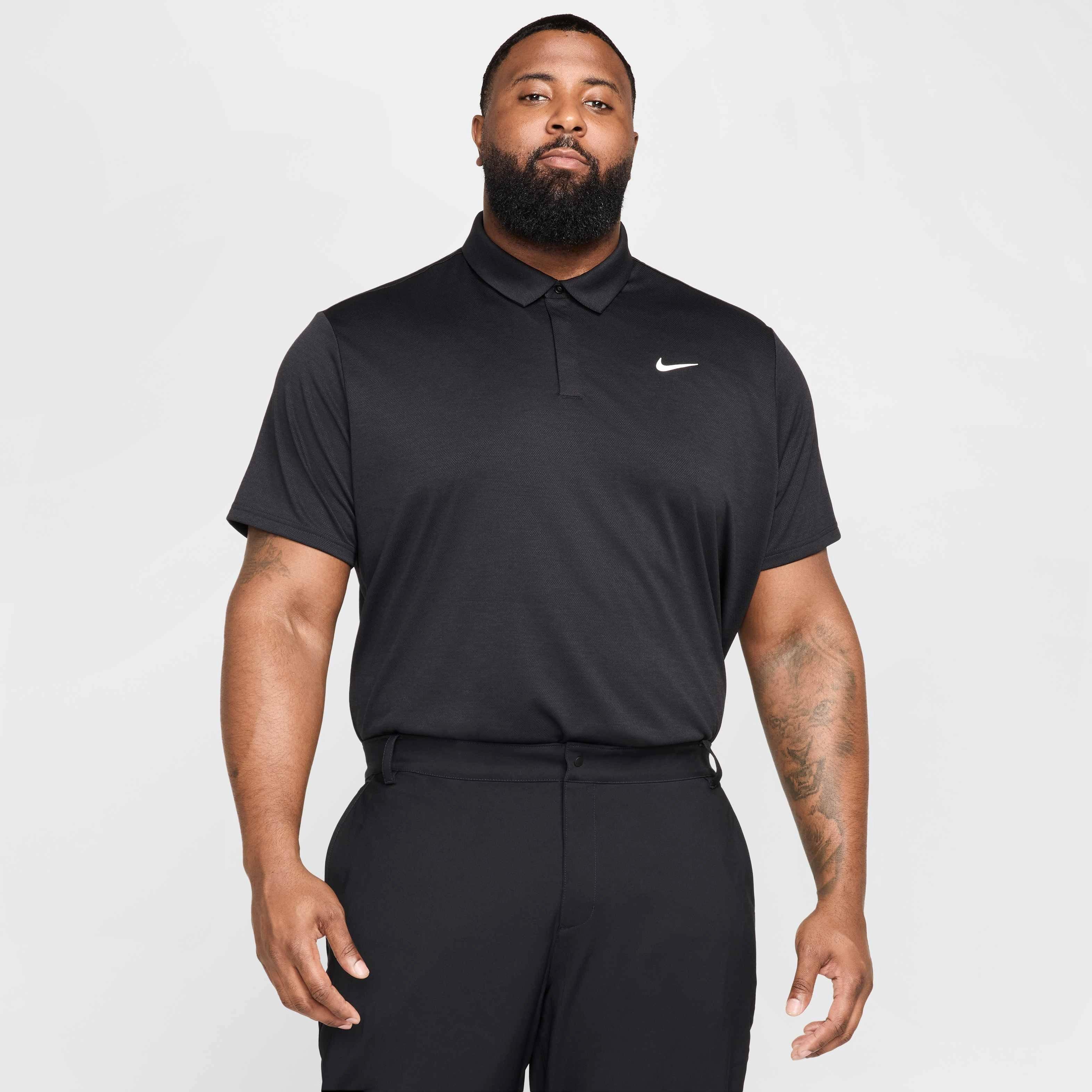 Nike Men's Tour Jacquard Dri-FIT Golf Polo - BLACK Thumbnail View 7
