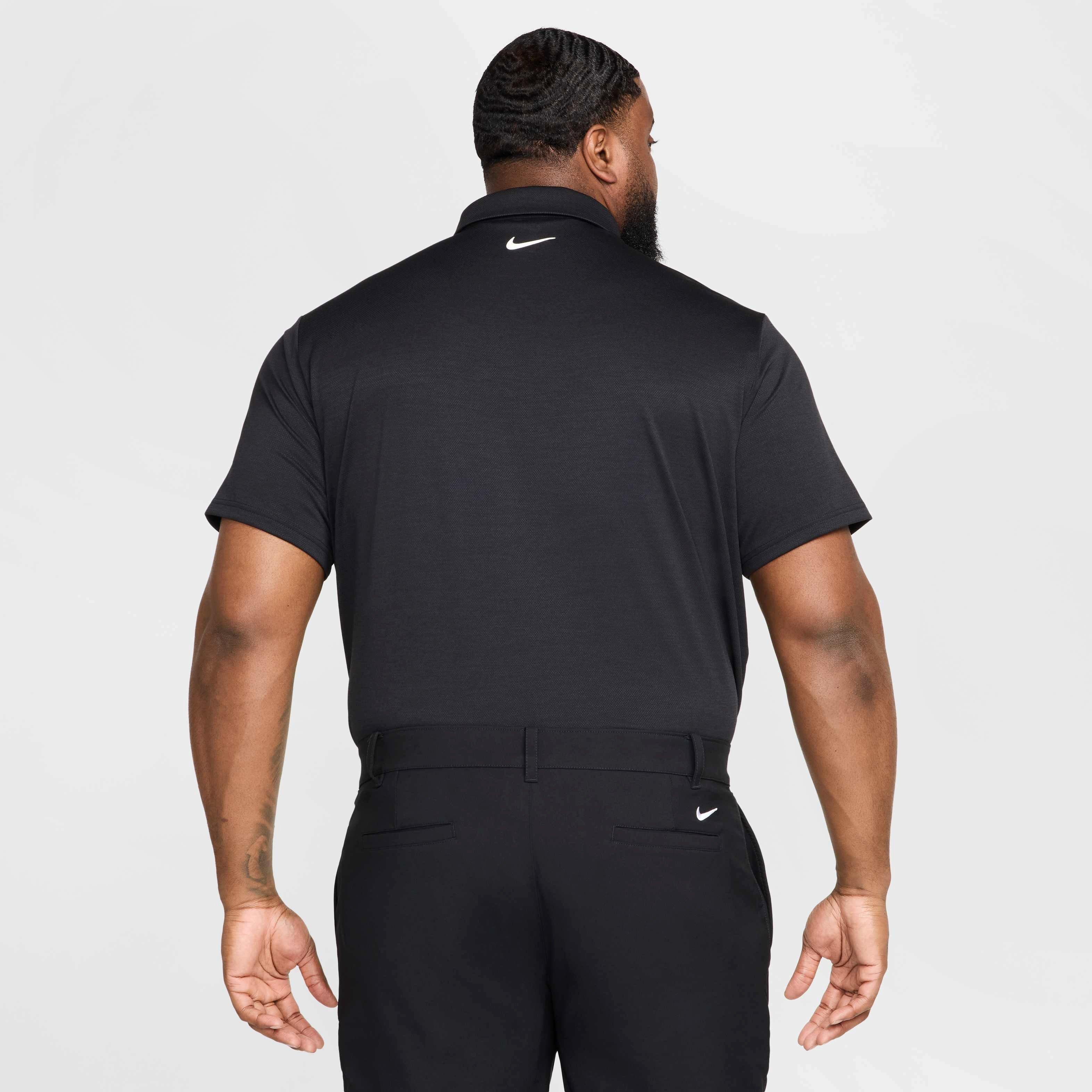 Nike Men's Tour Jacquard Dri-FIT Golf Polo - BLACK Thumbnail View 8
