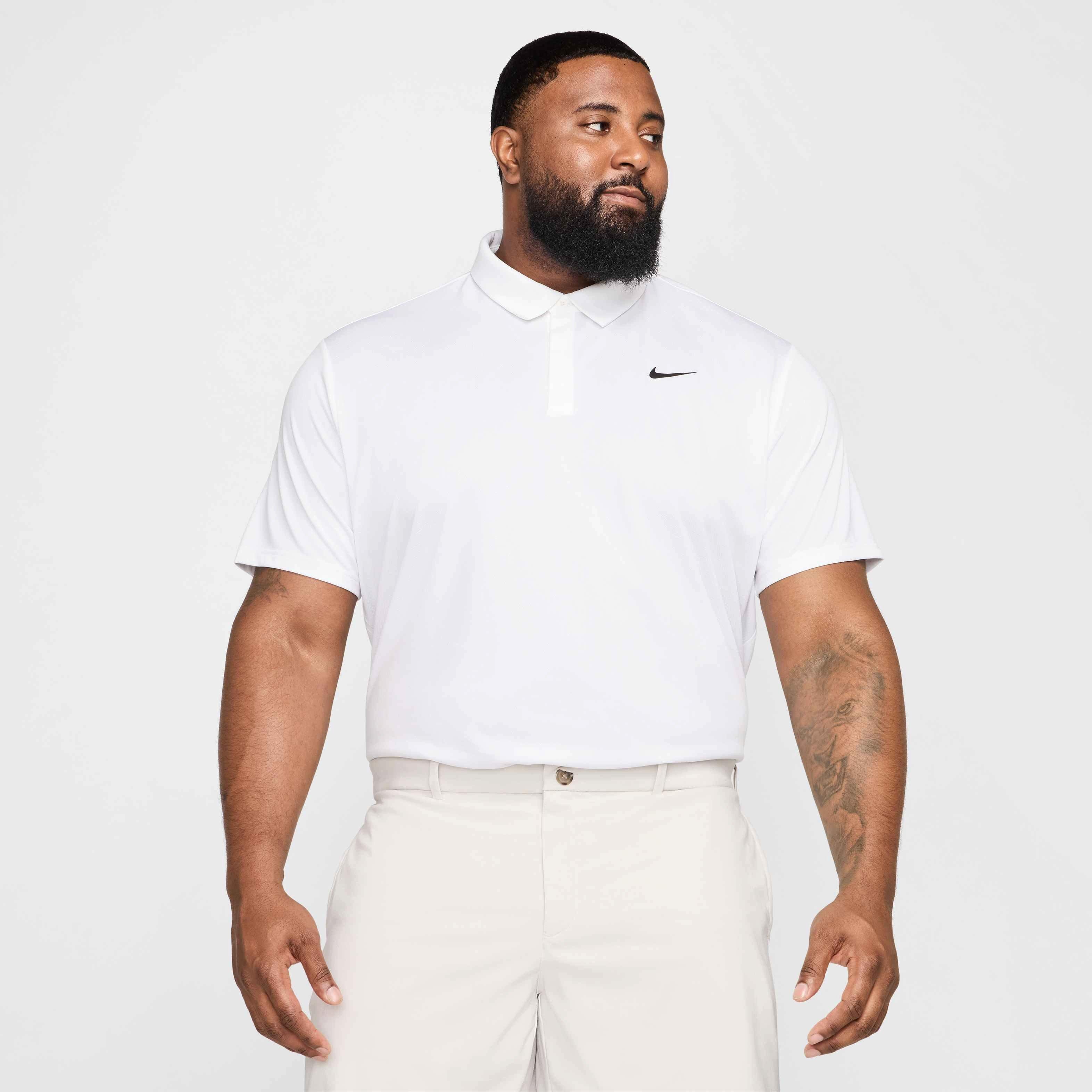 Nike Men's Tour Jacquard Dri-FIT Golf Polo - WHITE Thumbnail View 7